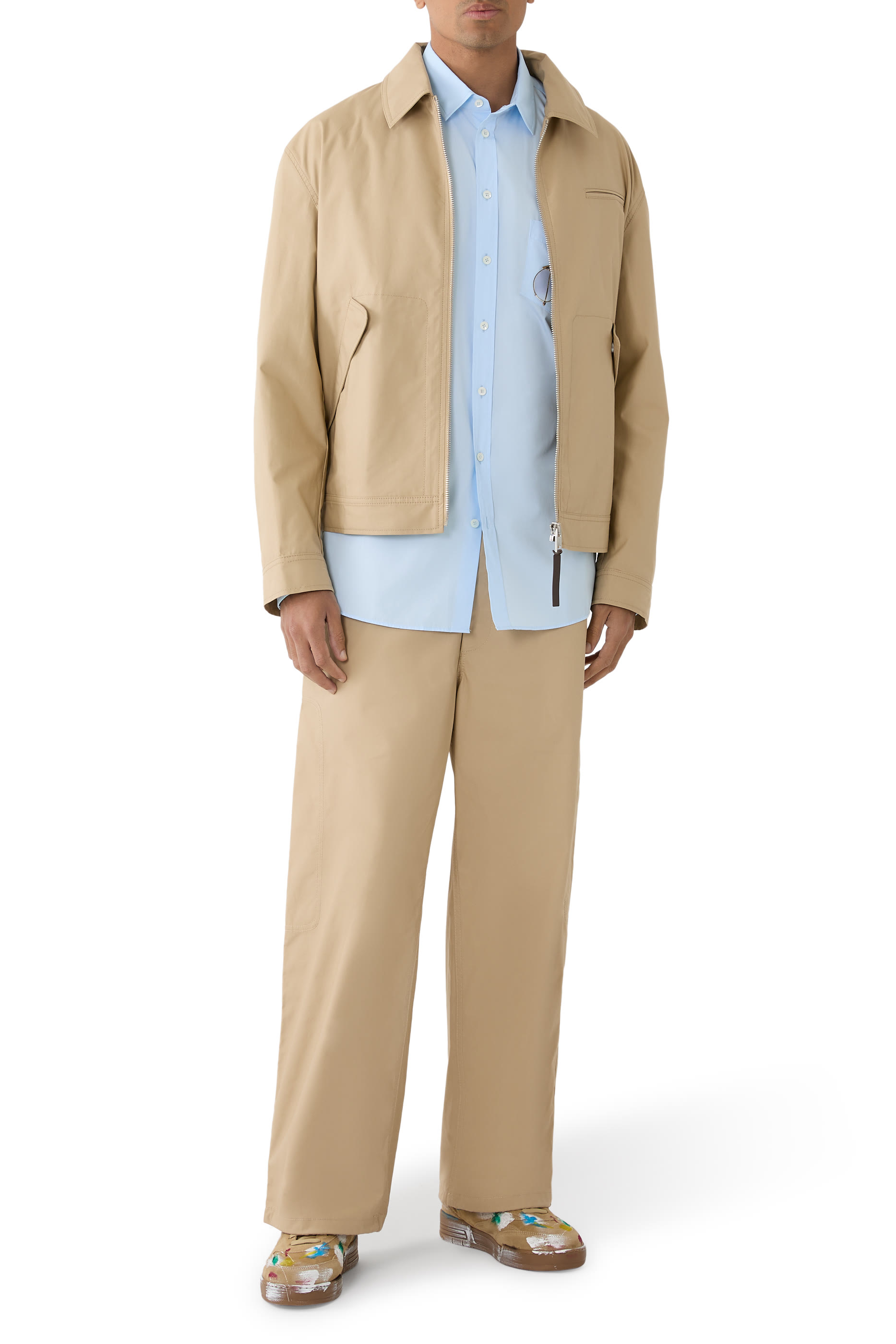 بنطال بقصة ساق مستقيمة قطن