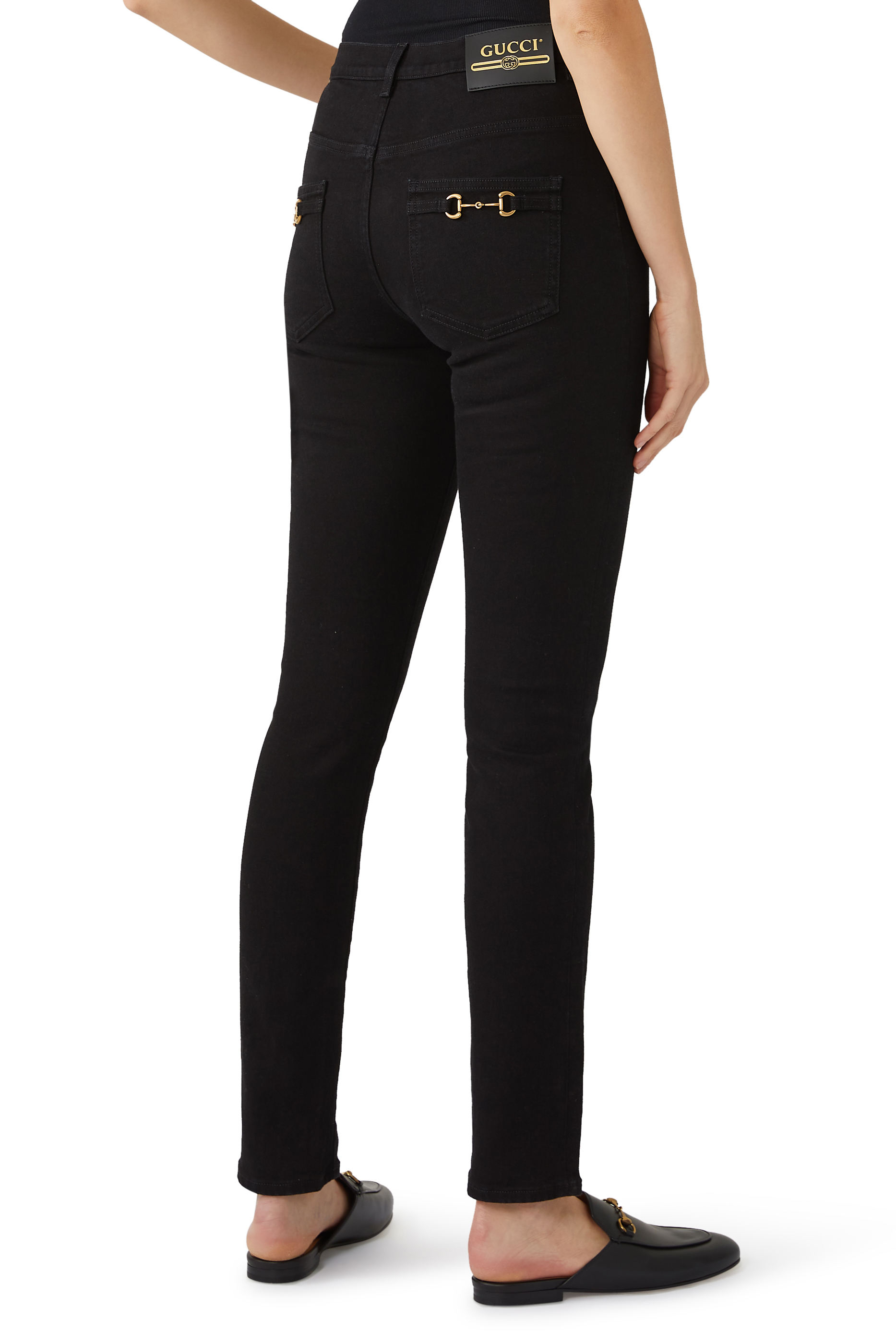 بنطال جينز دنيم بقصة سكيني وحلية لجام حصان