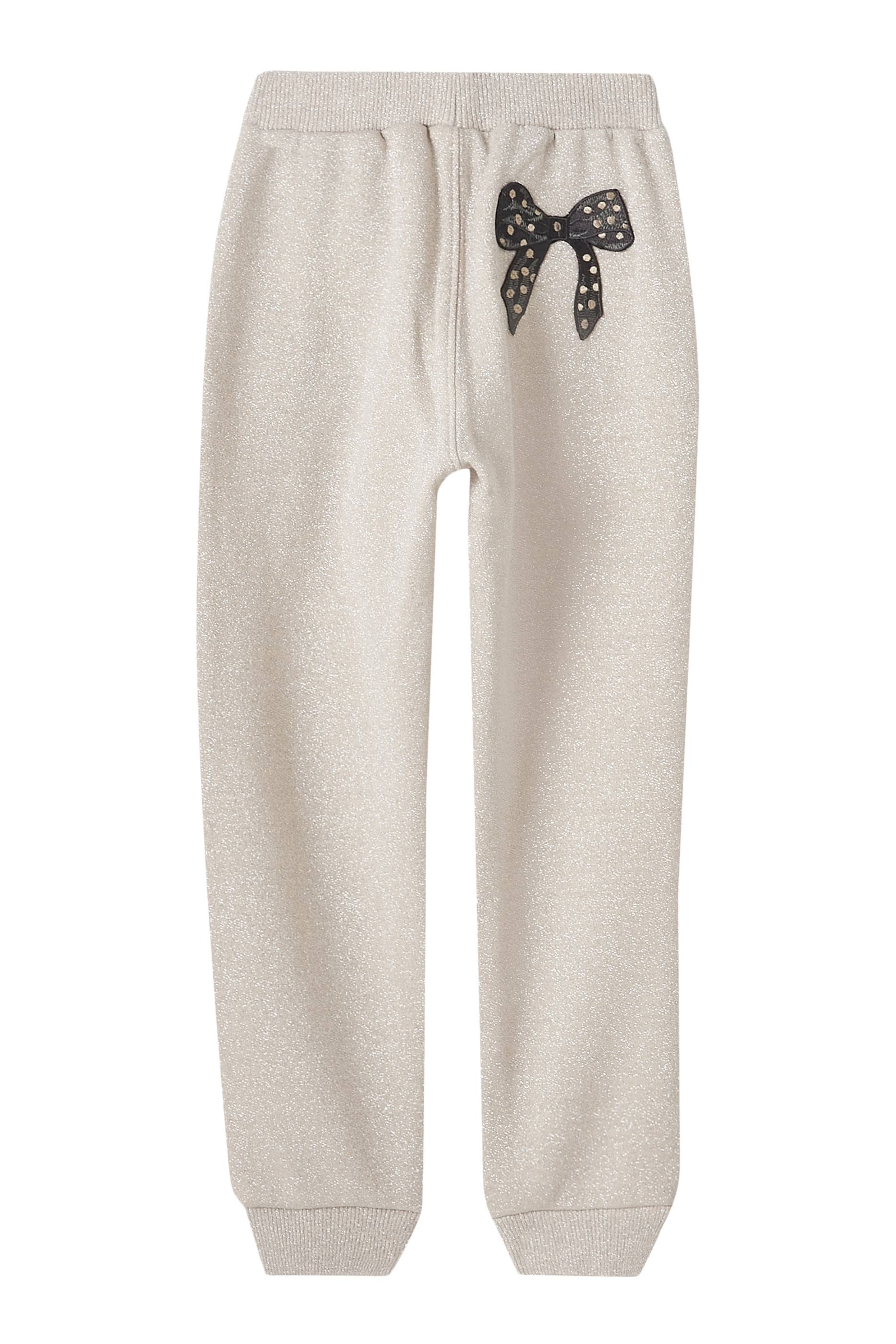 بنطال رياضي مزين بجليتر وربطة فيونكة للأطفال