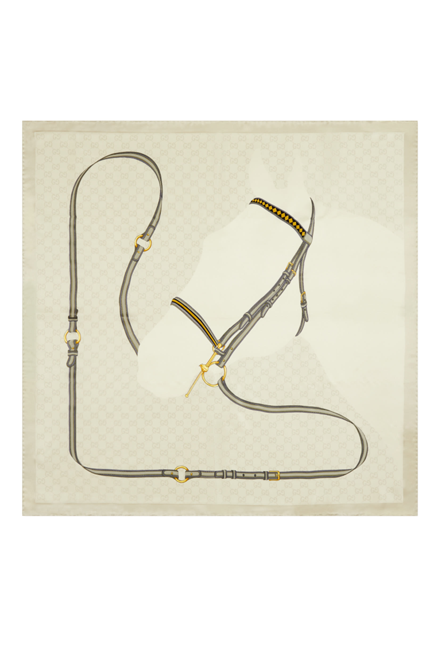 وشاح مربع بنقشة حرفي شعار الماركة حرير جاكار