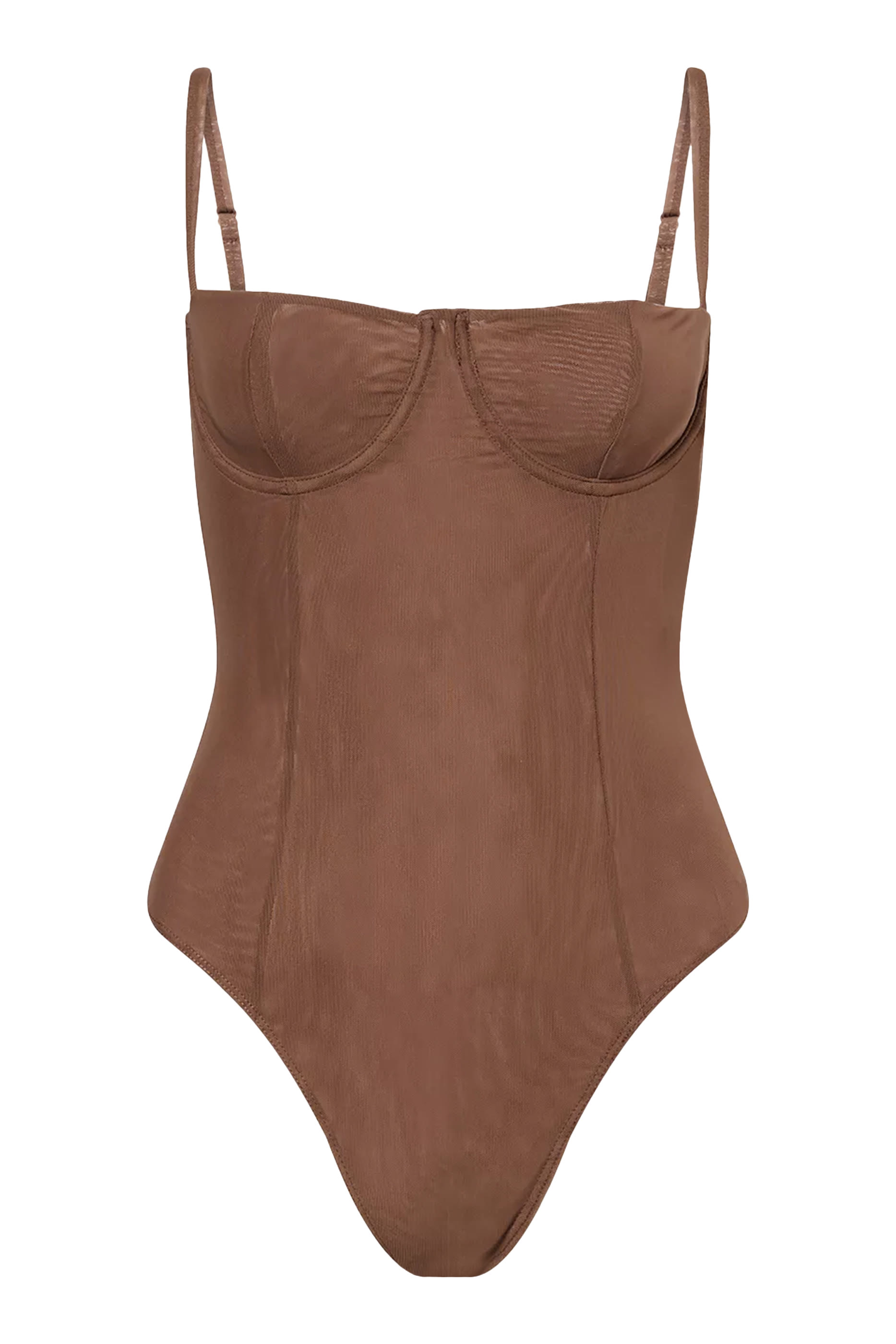 بودي سوت بصدرية بنمط مشد قماش شبكي