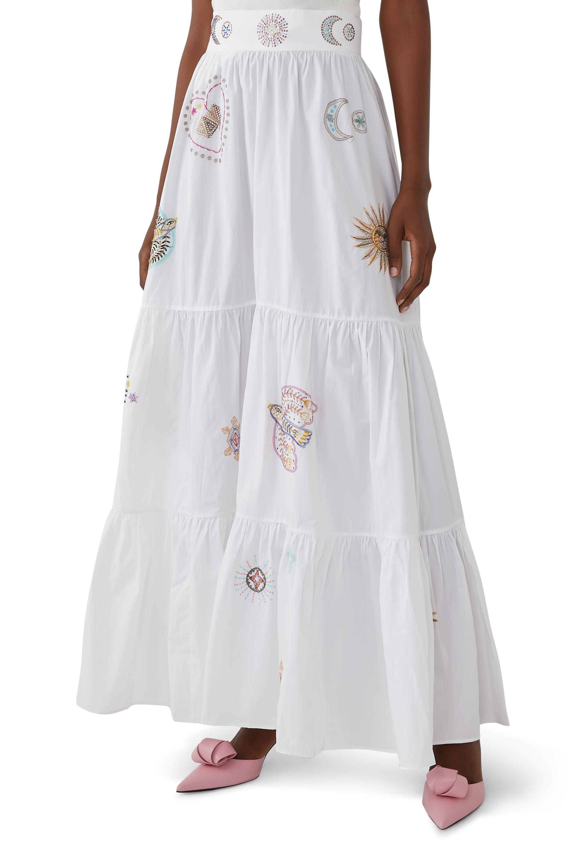 تنورة بتصميم متدرج وخصر مرتفع