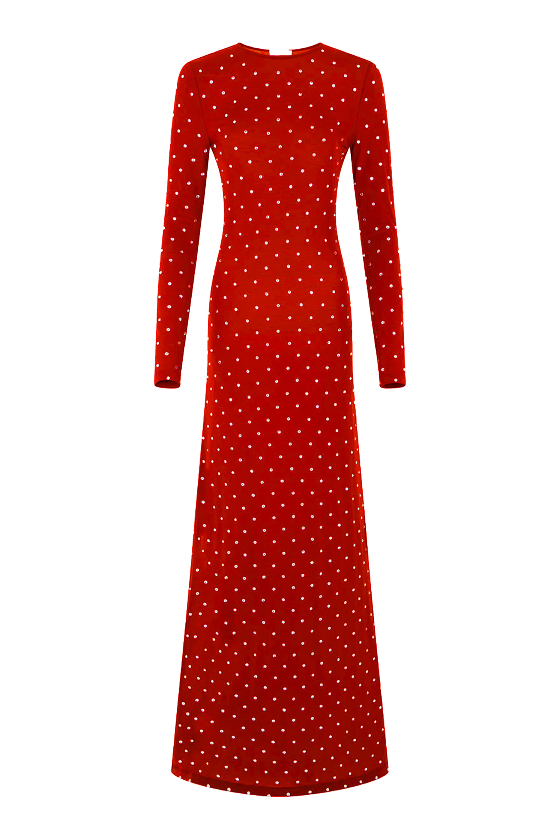 فستان طويل جيرسيه مرصع بكريستال