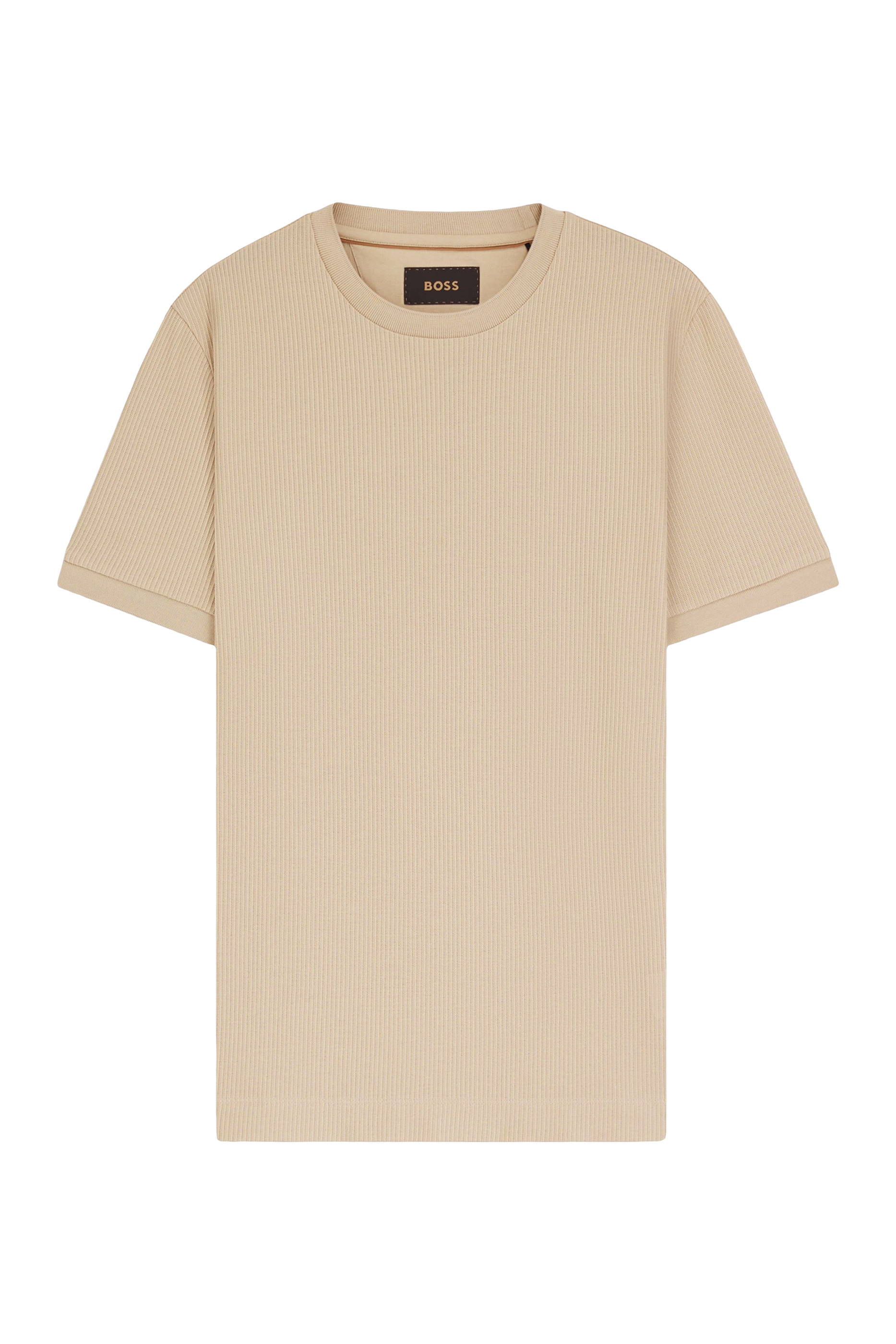 تيشيرت بقصة عادية قطن بارز الملمس