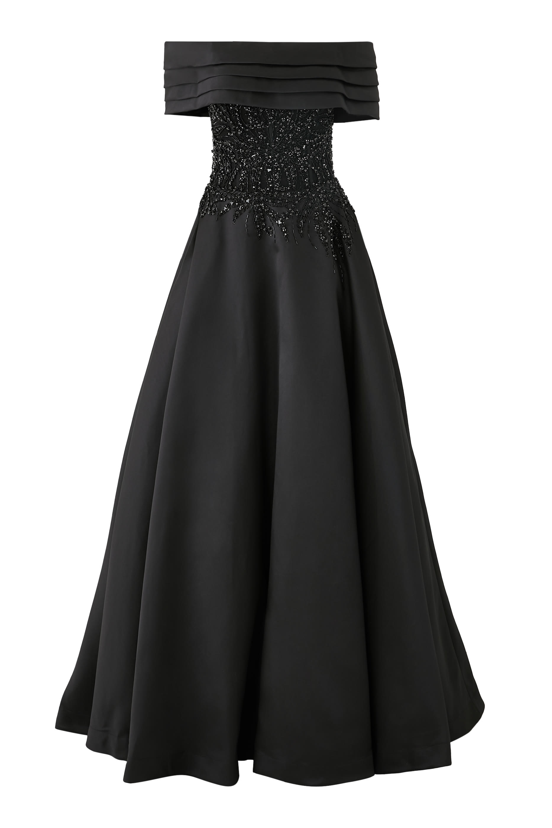 فستان سهرة بأكتاف متساقطة