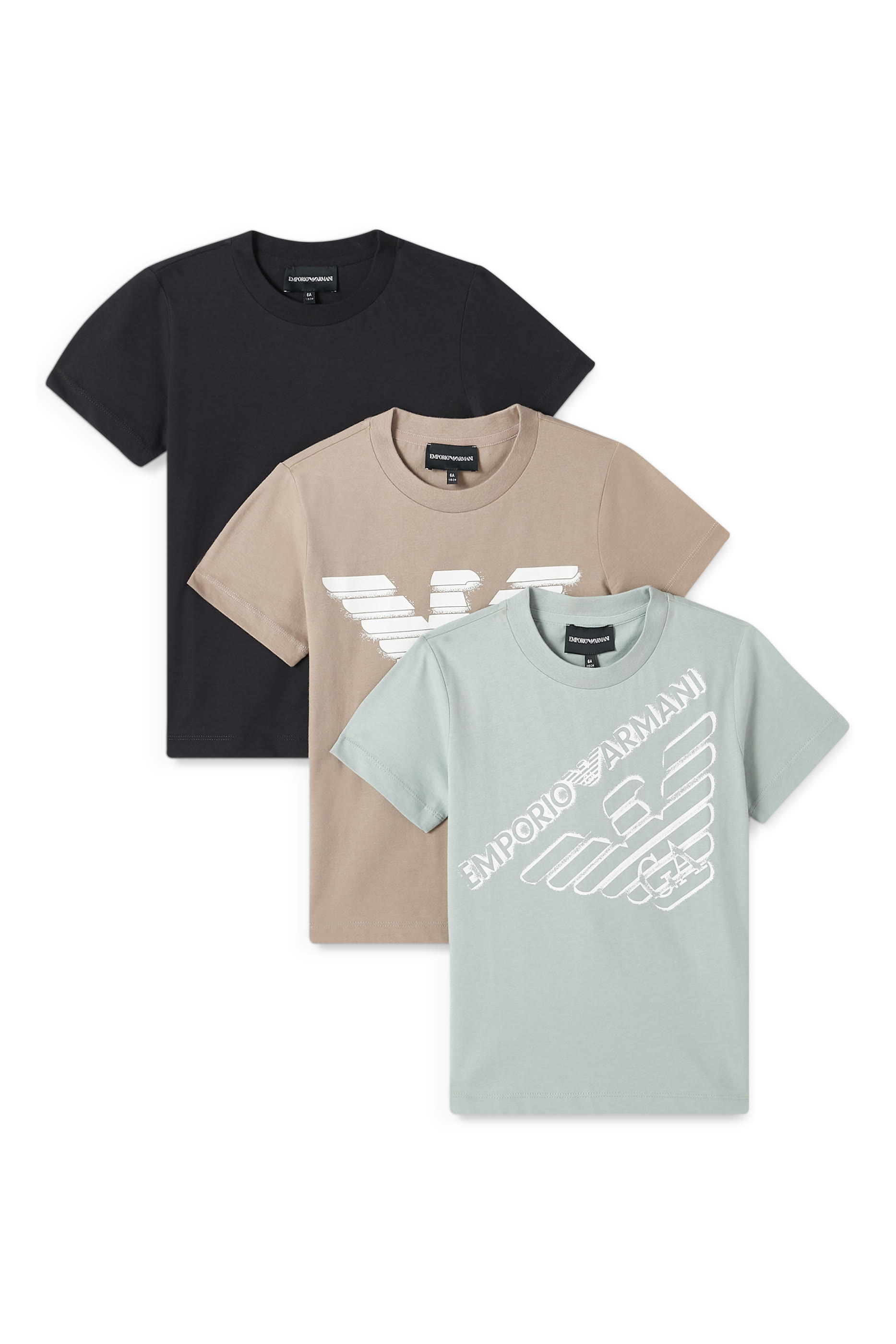 طقم تيشيرت قطن بشعار الماركة، 3 قطع