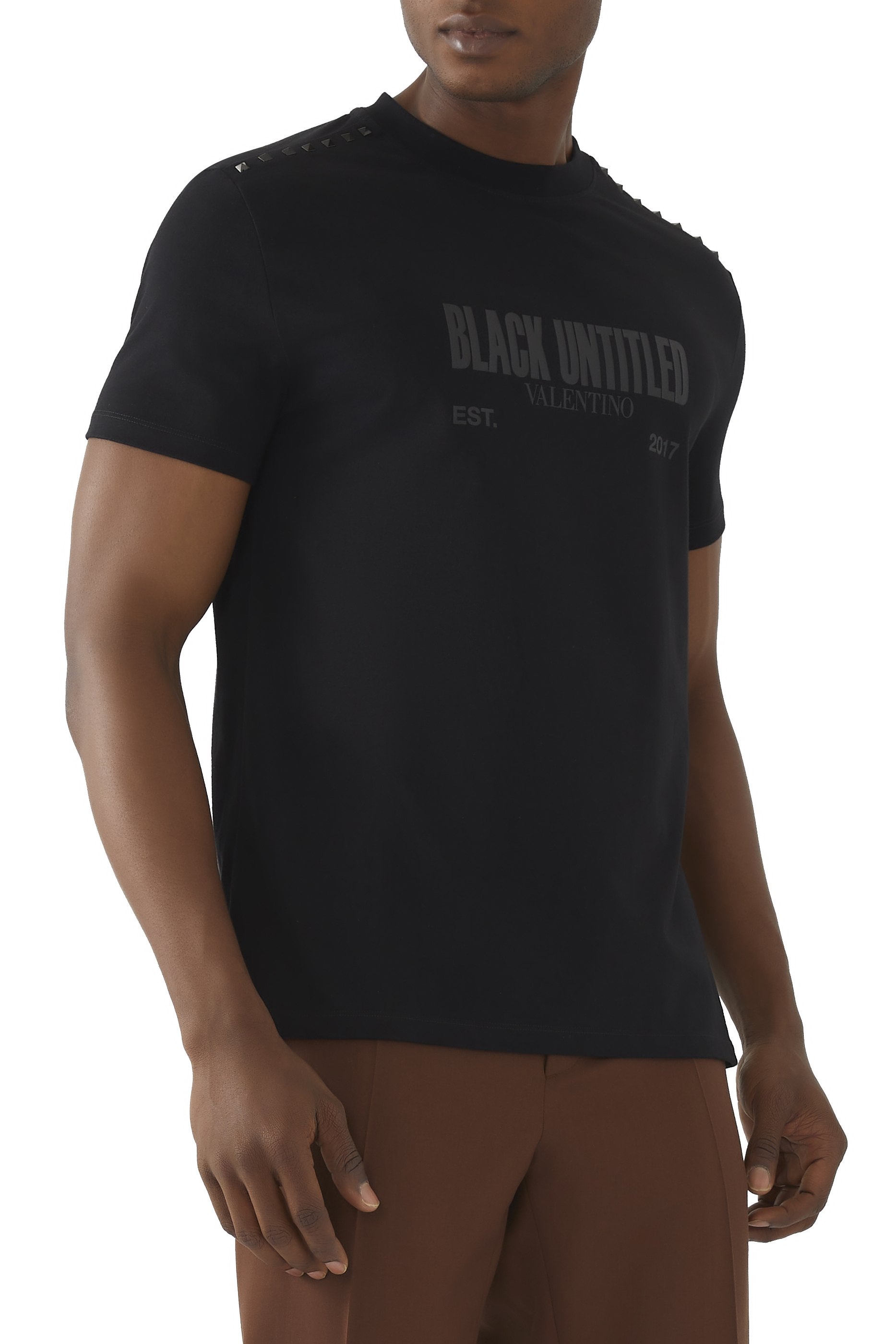 Valentino Garavani Black Untitled Print T-Shirt