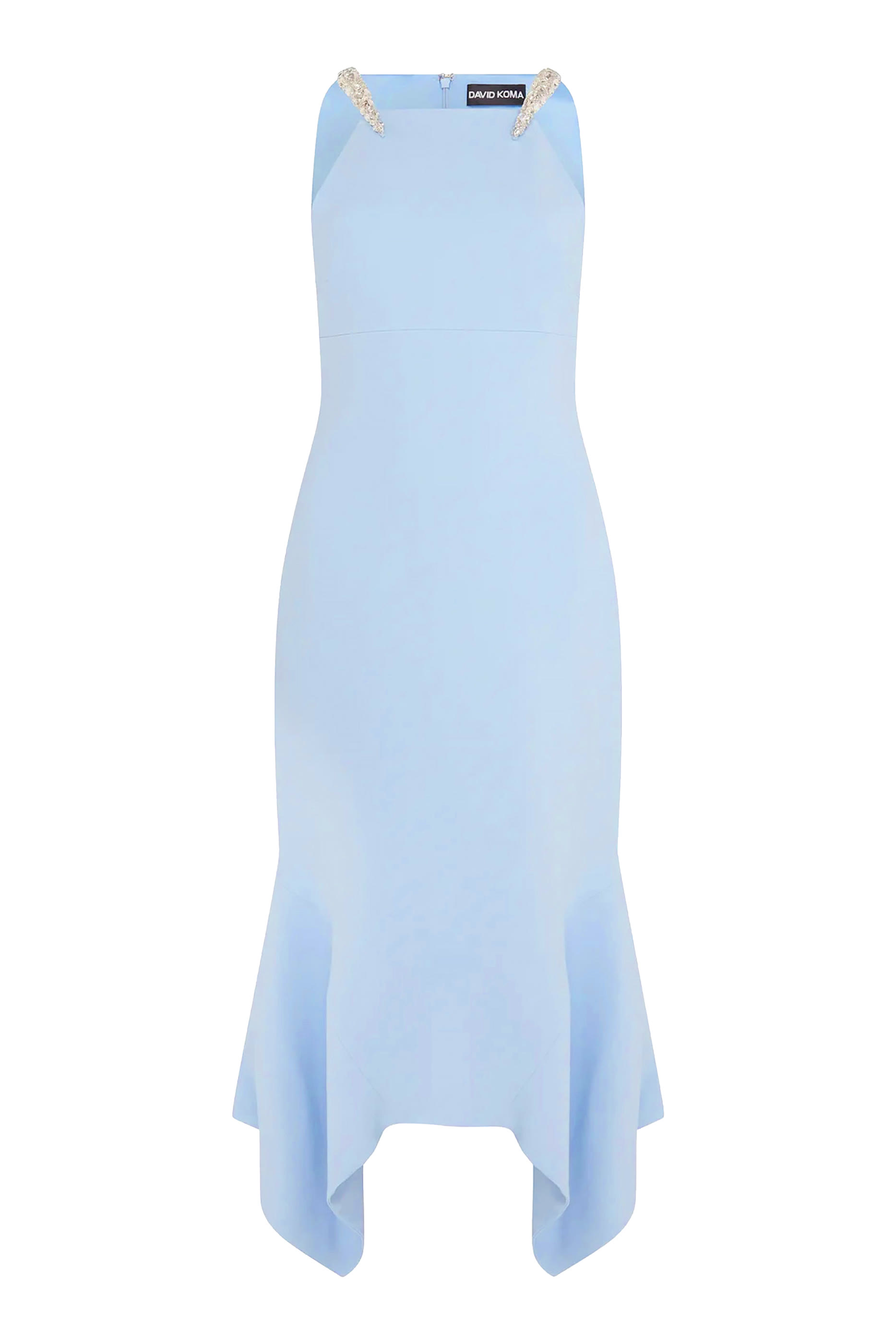 فستان متوسط الطول مزين بالكريستال