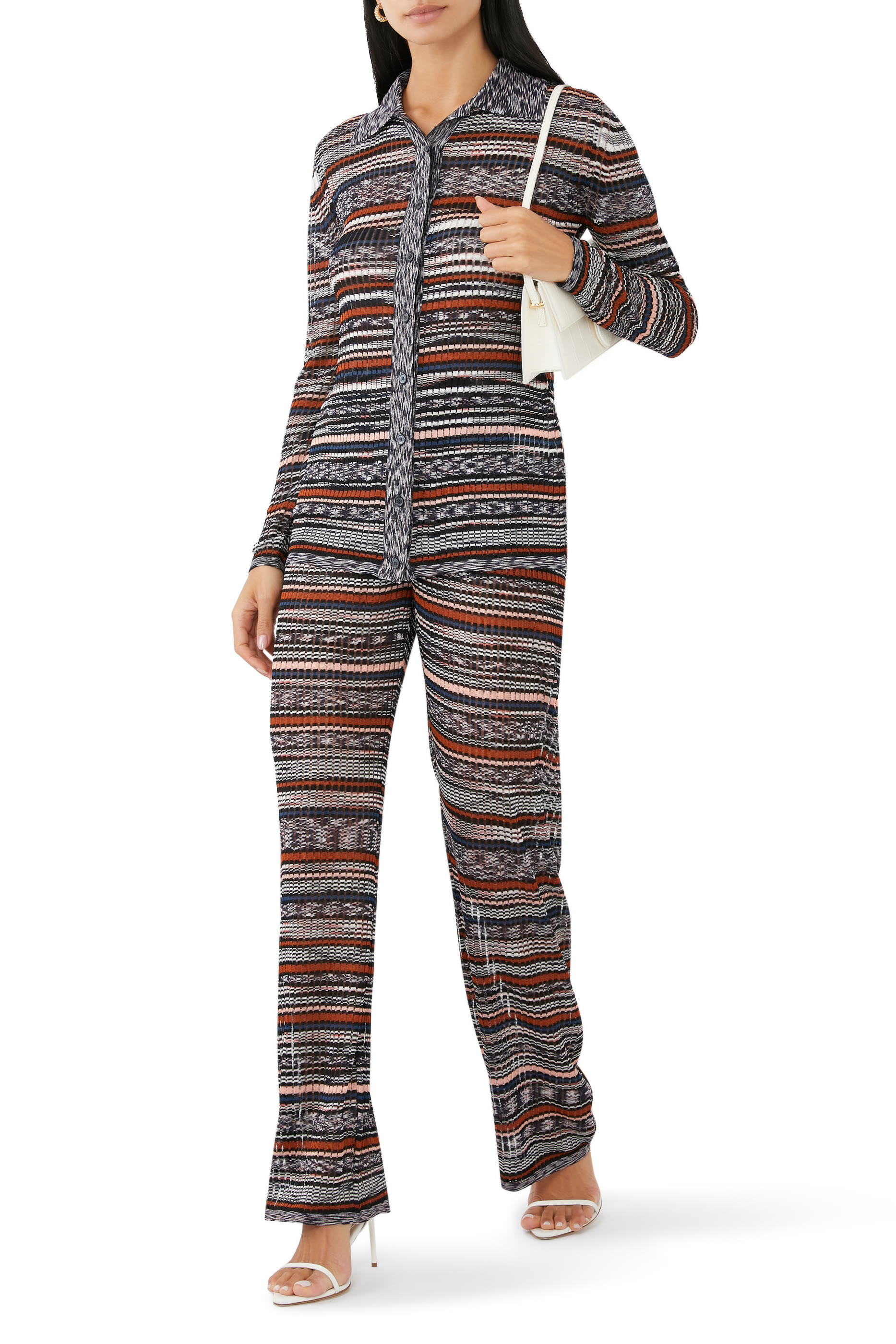 بنطال سبايس واسع نسيج مضلع