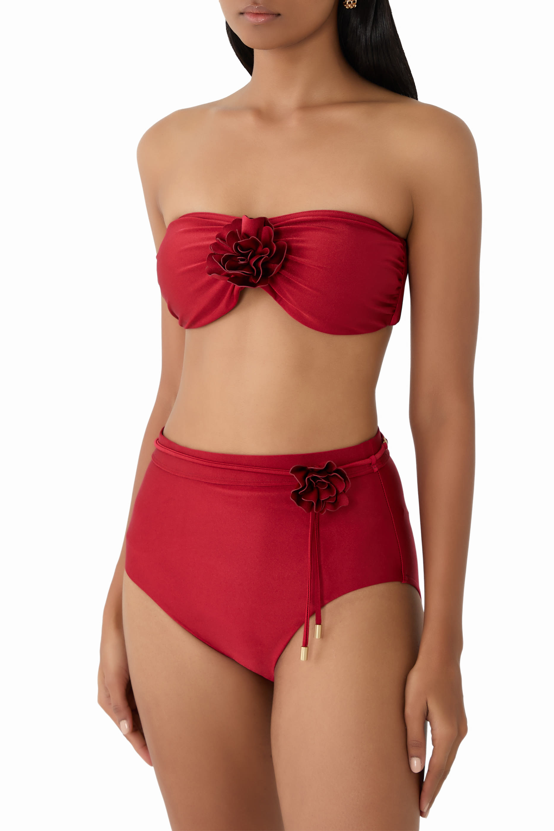 بنطال كاسكاديان بخصر مرتفع مزين بزهرة