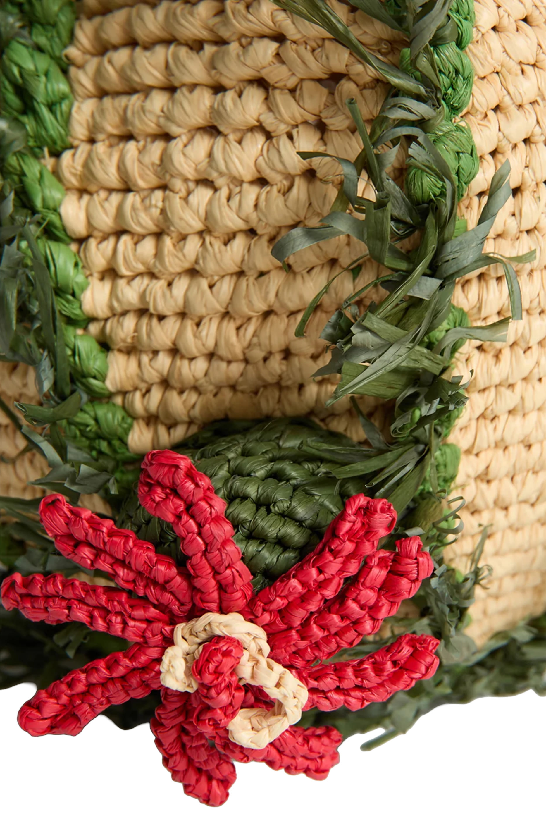 حقيبة باكيت مزينة بأزهار رافيا