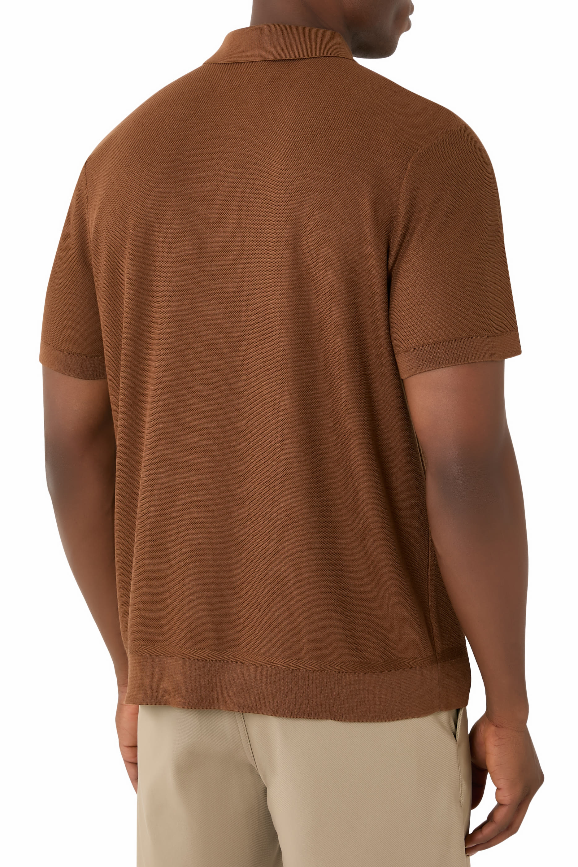 قميص بولو منسوج بثلاث أزرار