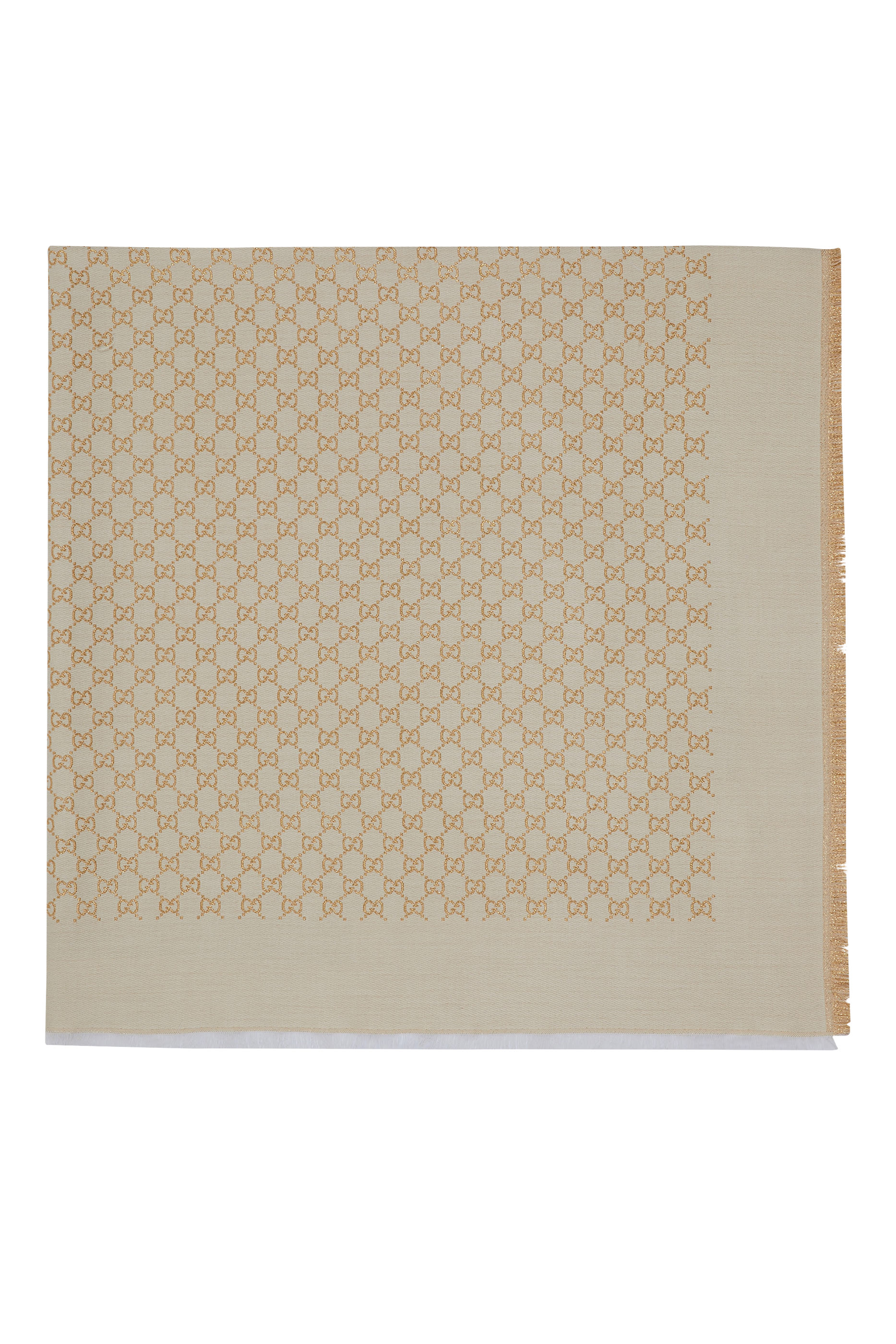 شال لاميه صوف وحرير بنقشة حرفي شعار الماركة جاكار