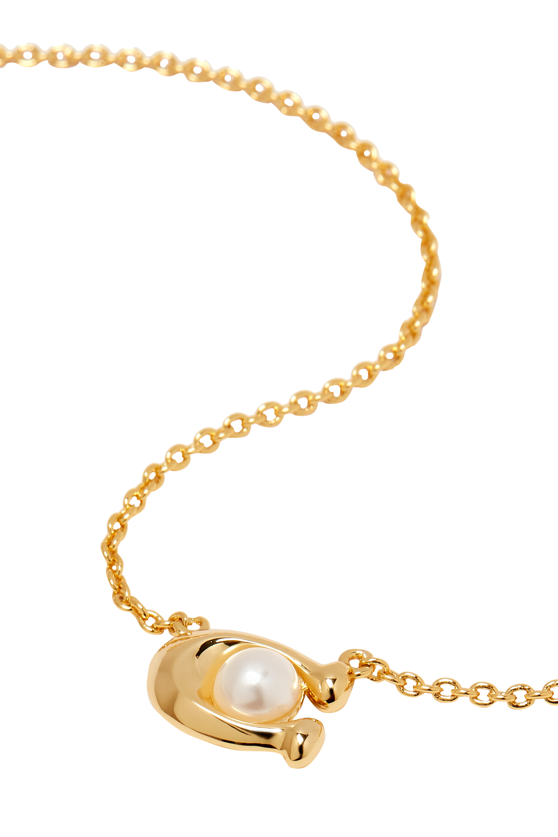 قلادة بحلية شعار الماركة مرصعة باللؤلؤ