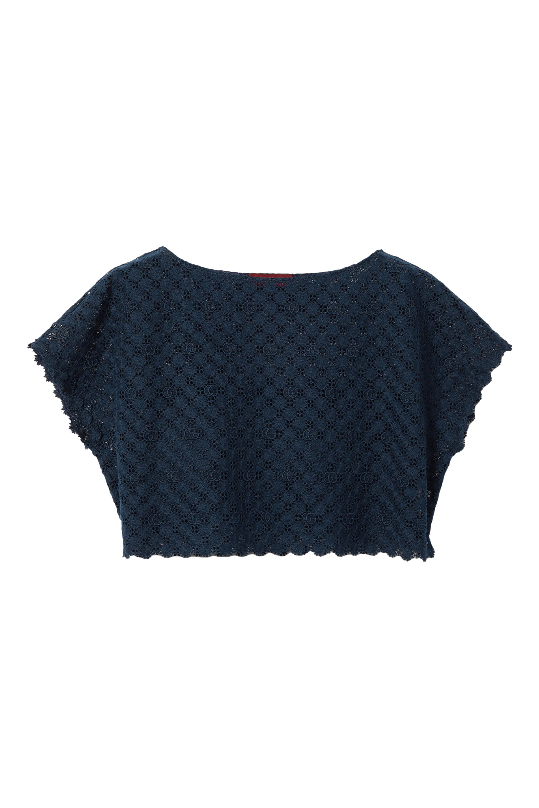 بلوزة دانتيل بحرفي شعار الماركة على شكل زهرة