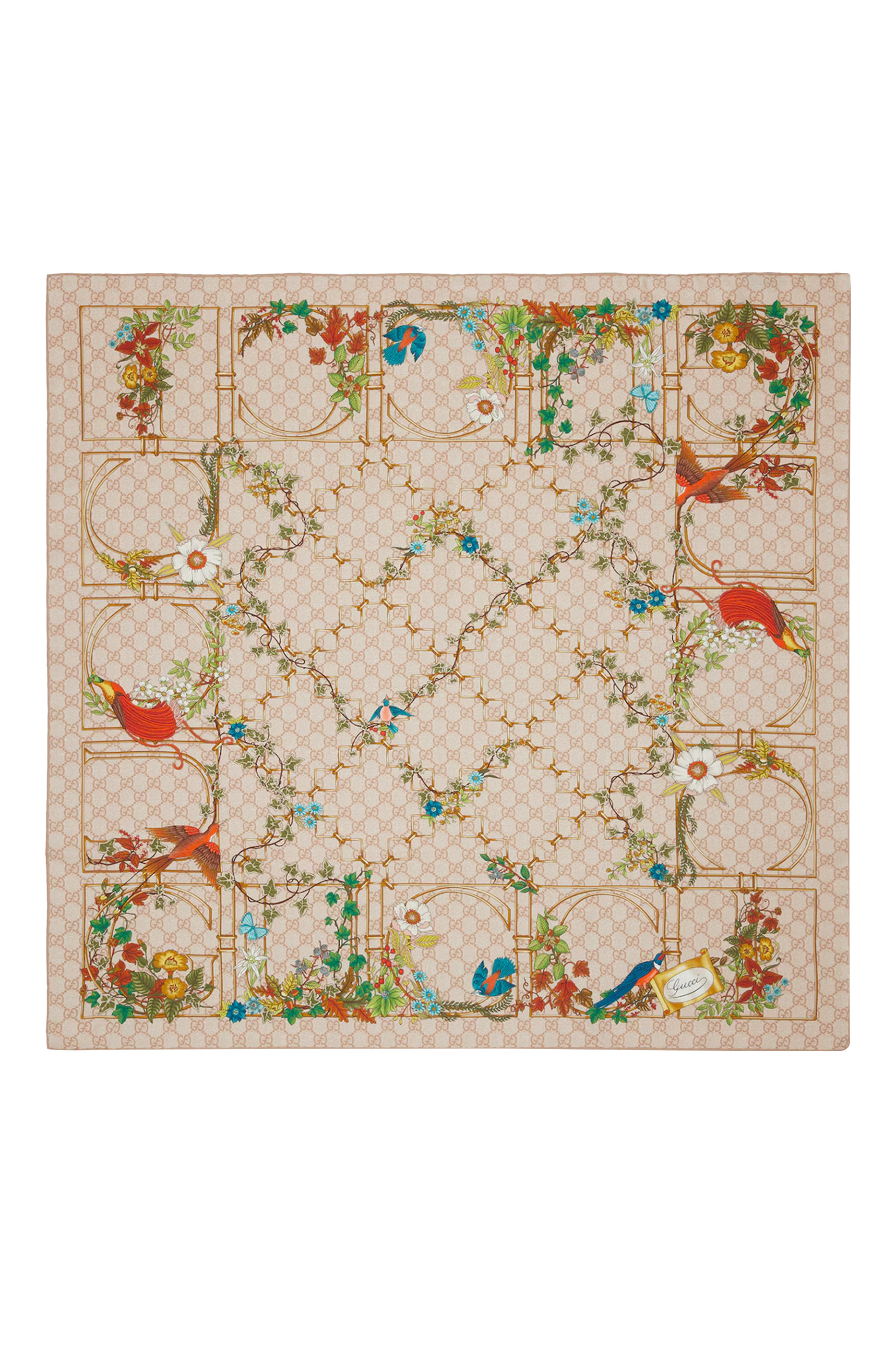 وشاح كاريه بطبعات زهور وحيوانات