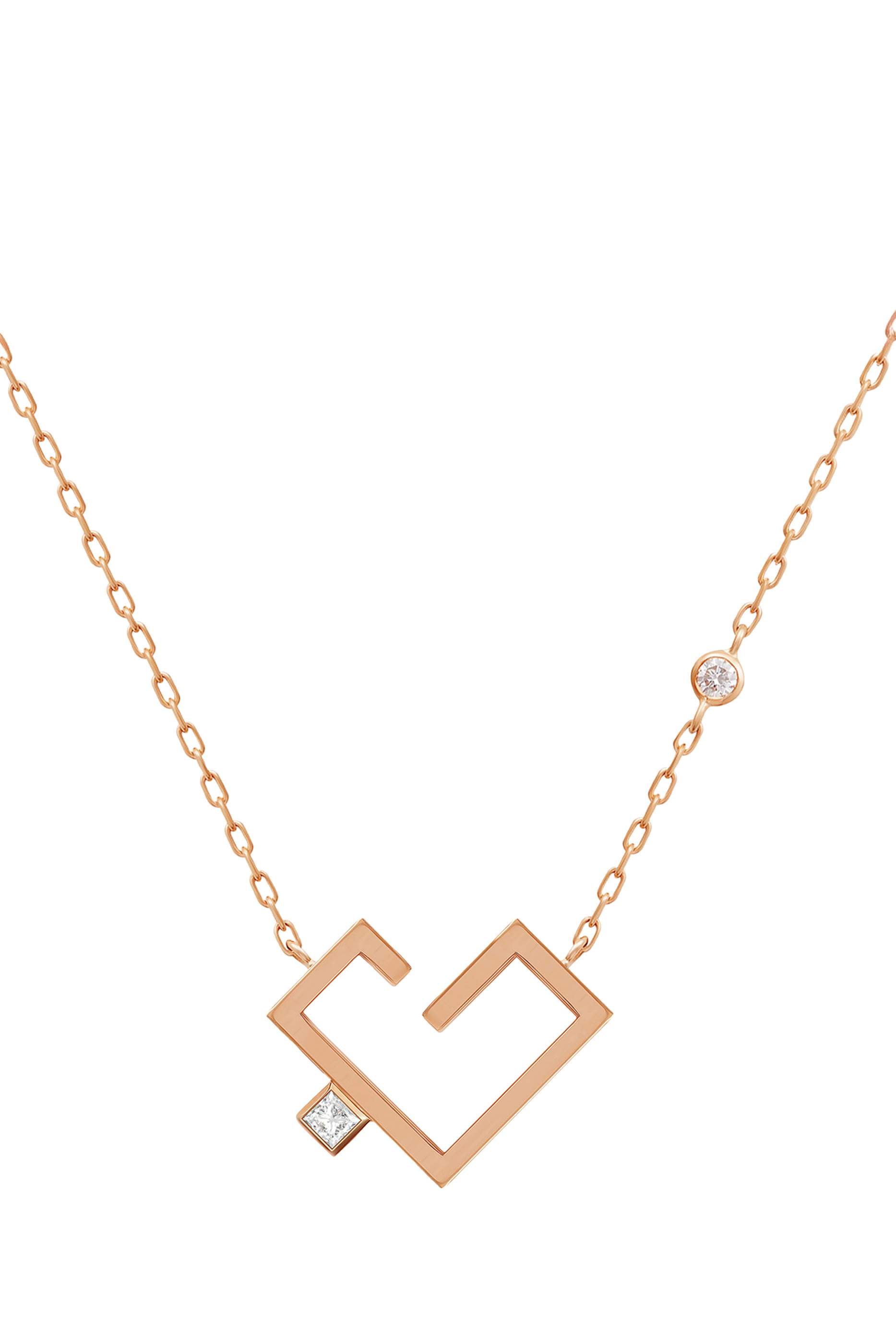 قلادة بدلاية بكلمة حب مرصعة بالماس،  ذهب وردي عيار 18