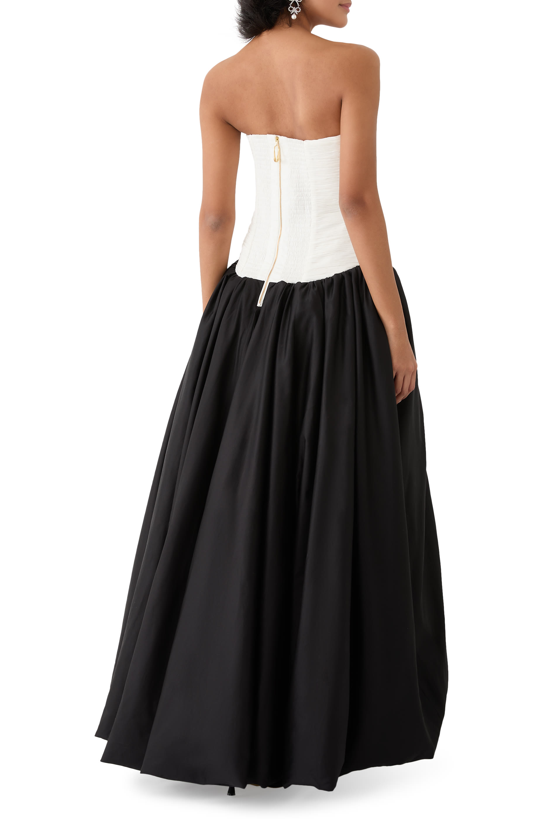 فستان فيوليت طويل بحافة منفوخة