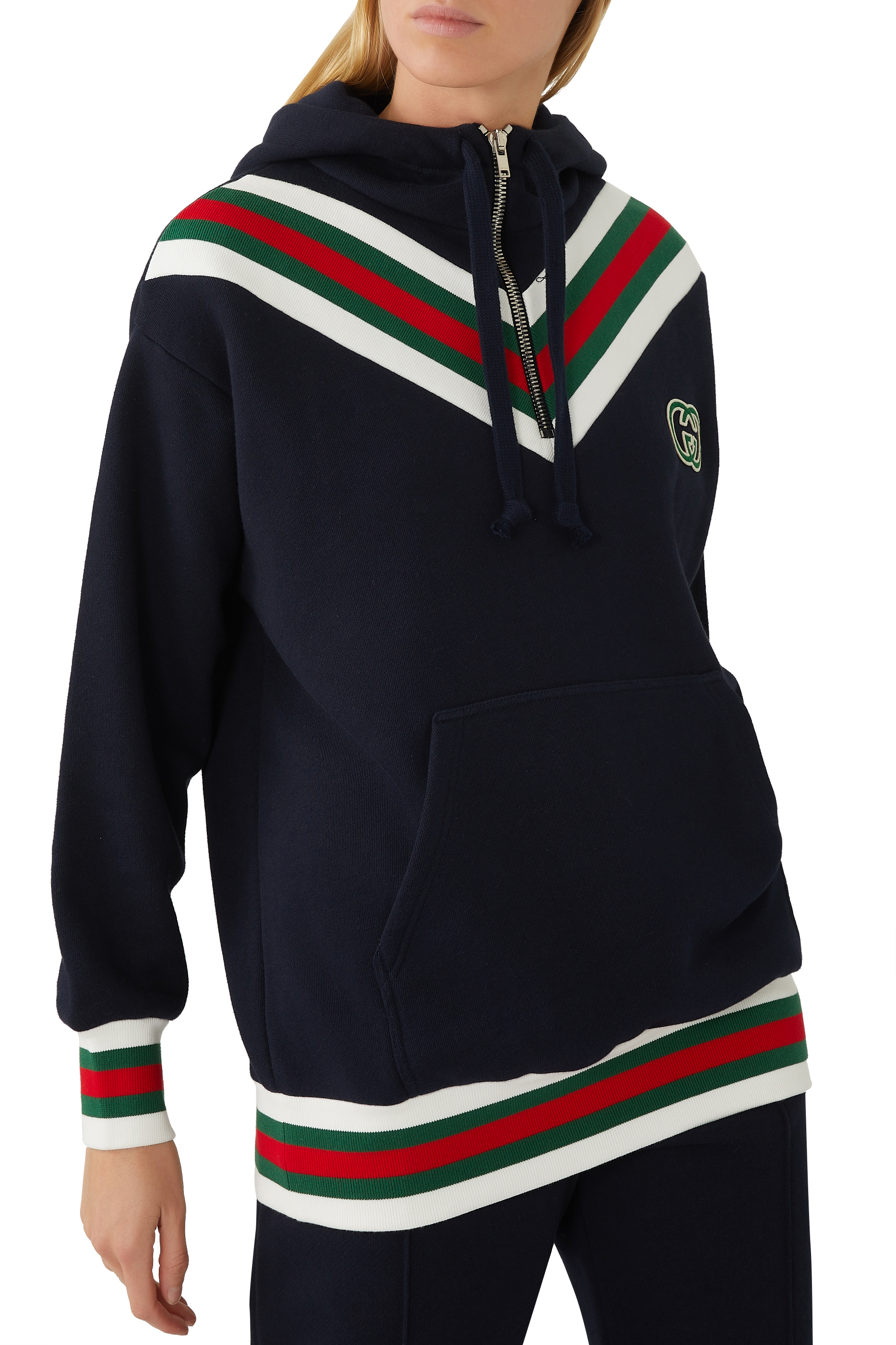 سويت شيرت بغطاء رأس بشعار الماركة