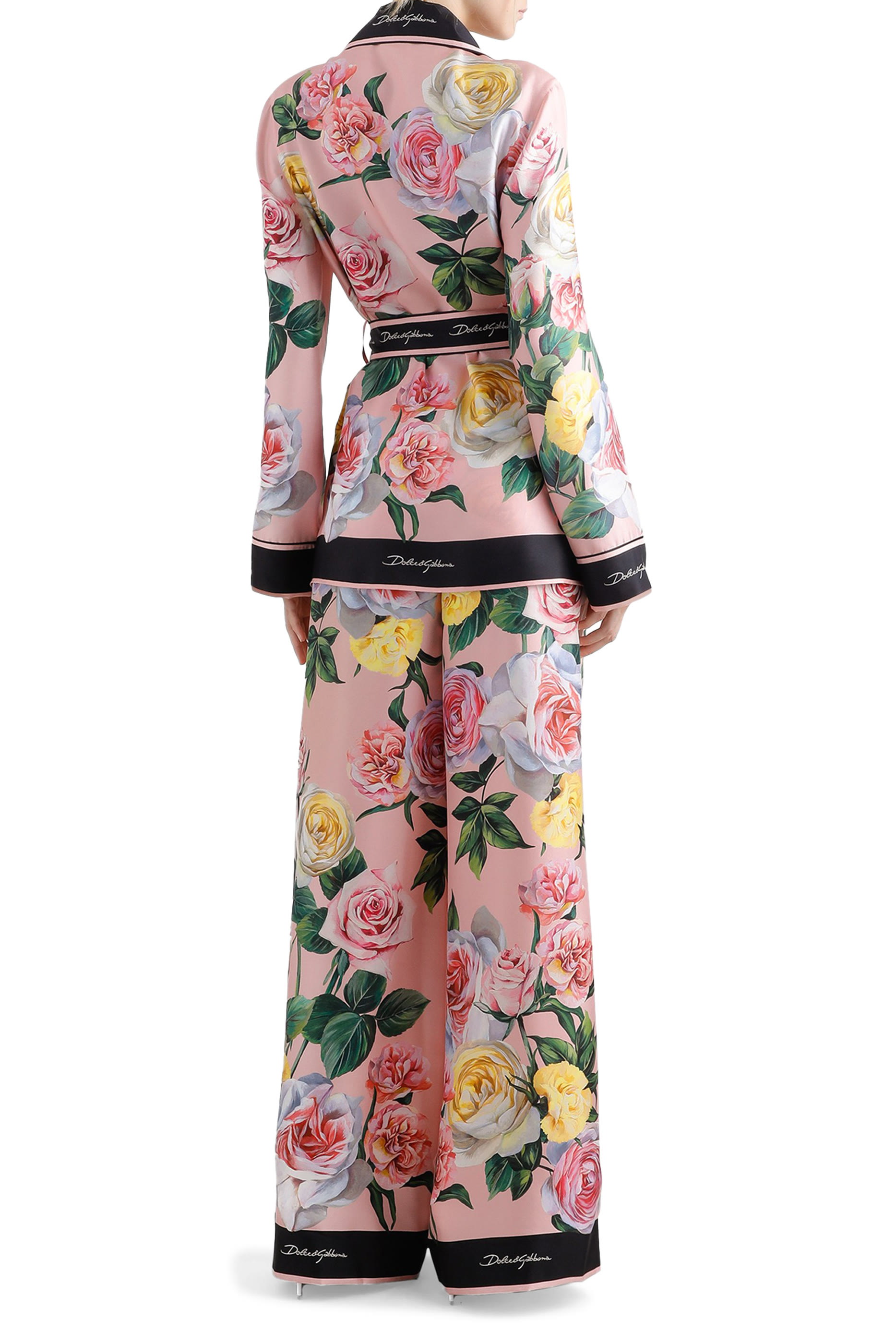 قميص بيجامة بطبعة وردة وفاوانيا تويل 