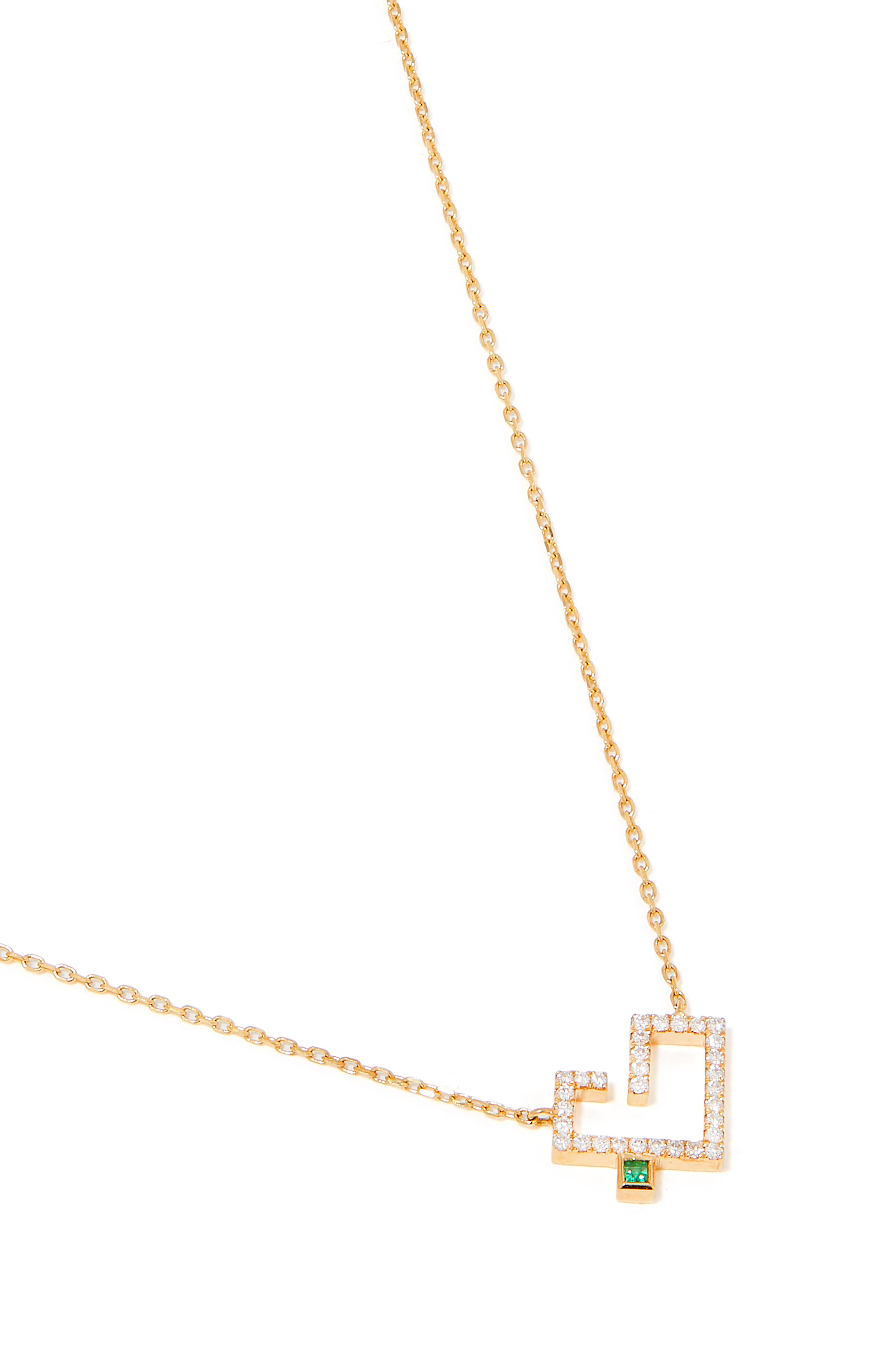 قلادة بدلاية بتصميم قلب بكلمة حب مرصعة بالماس والزمرد ذهب أصفر عيار 18