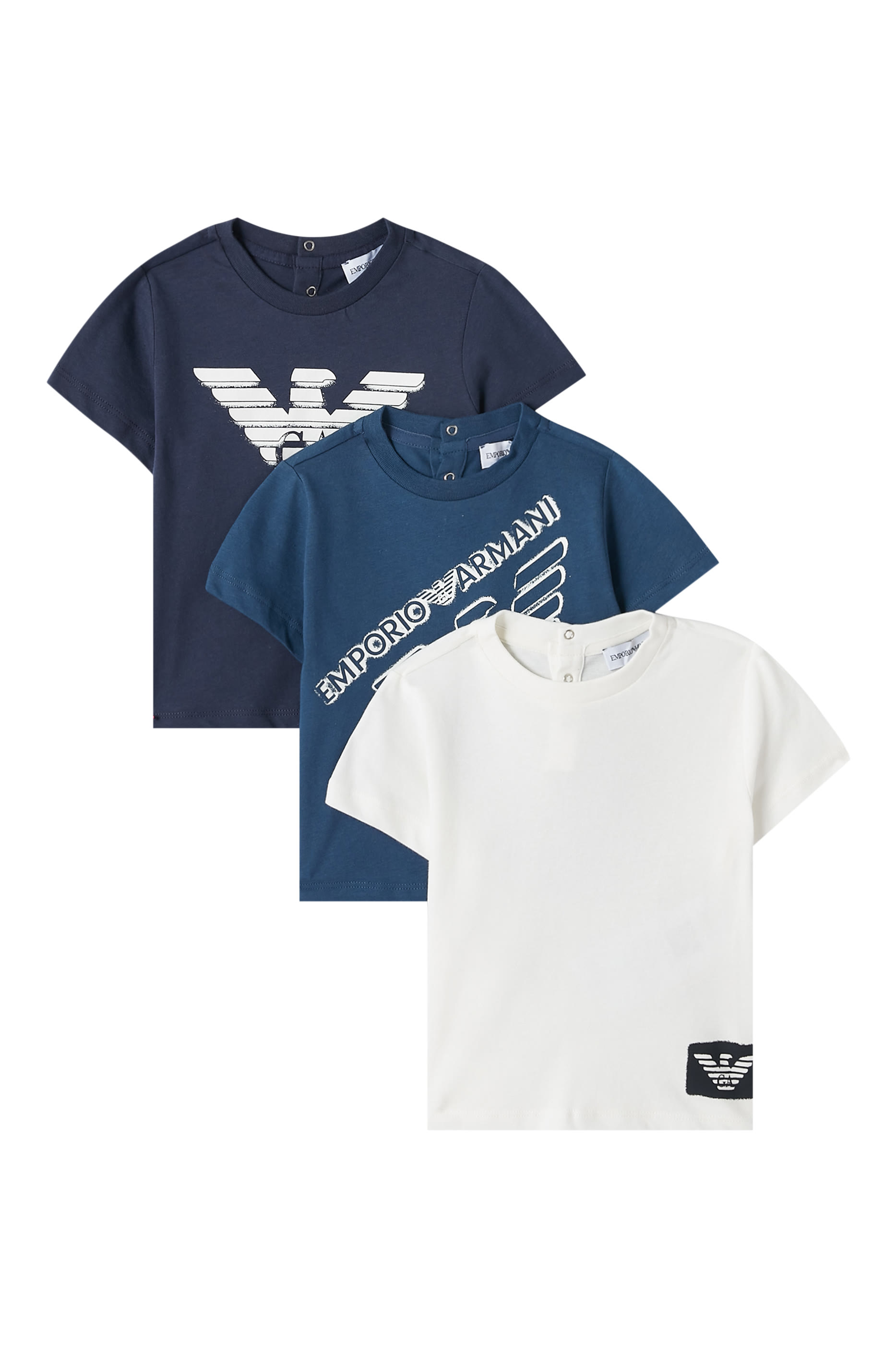 طقم تيشيرت بشعار الماركة للأطفال، ثلاث قطع