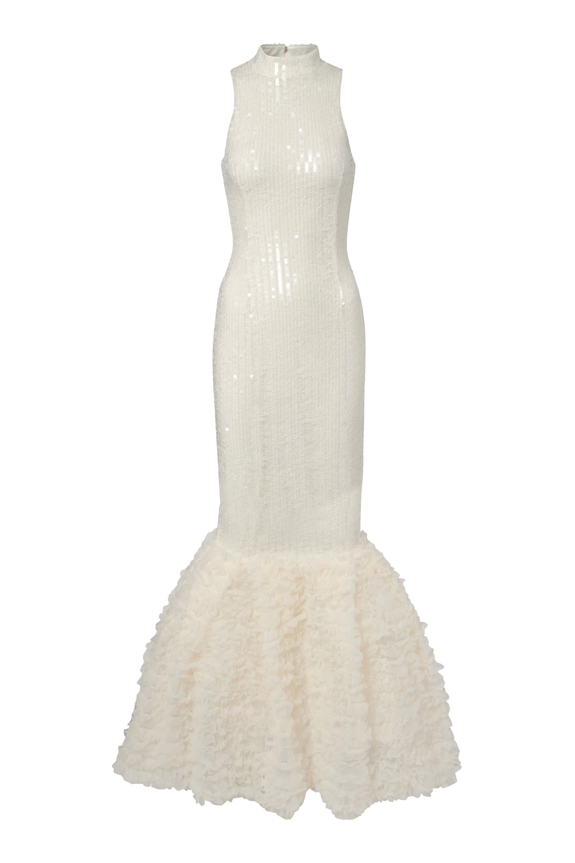 فستان طويل مطرز بالترتر