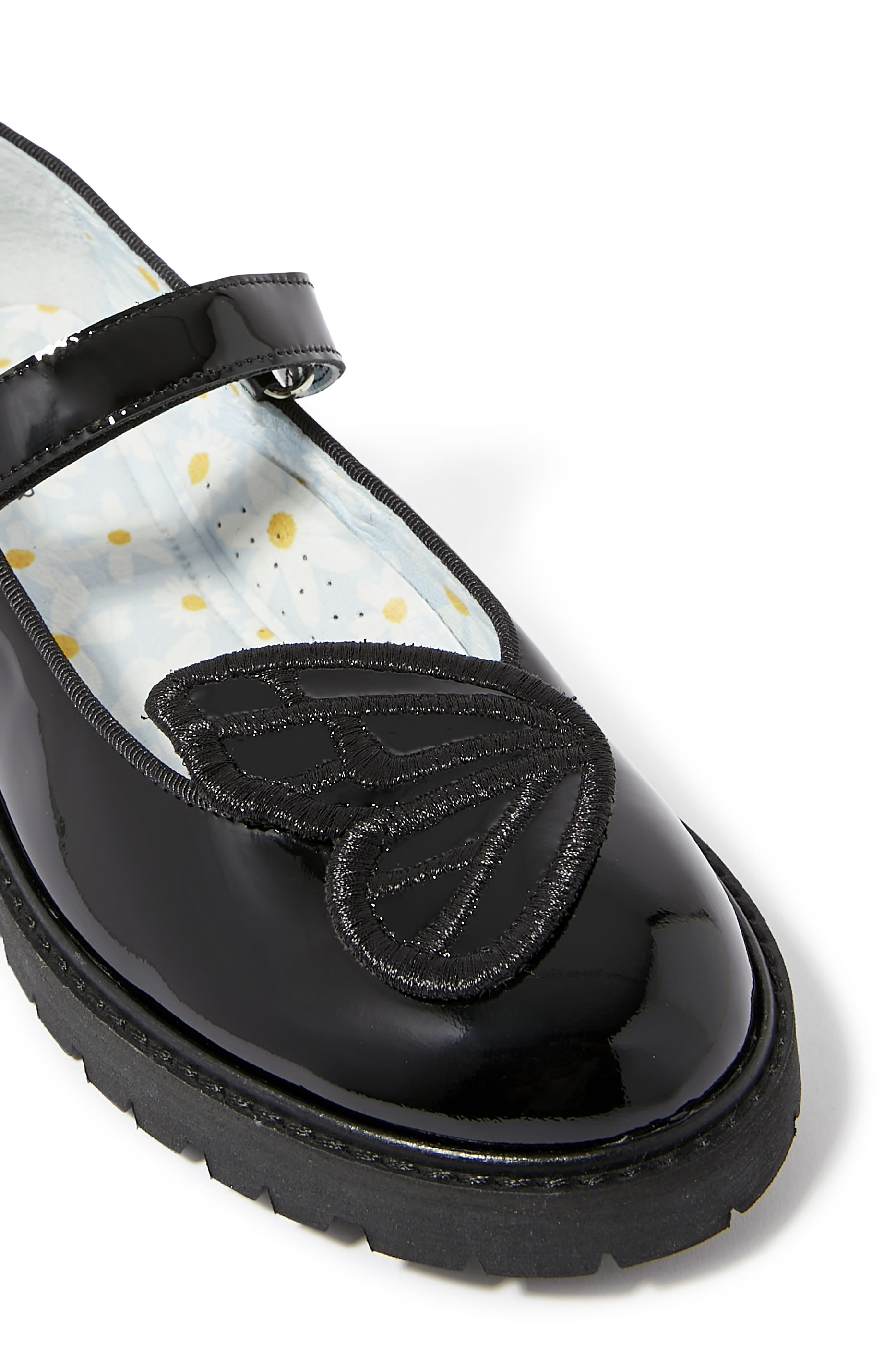 حذاء ماري جين بنعل مسطح مزين بفراشة للأطفال