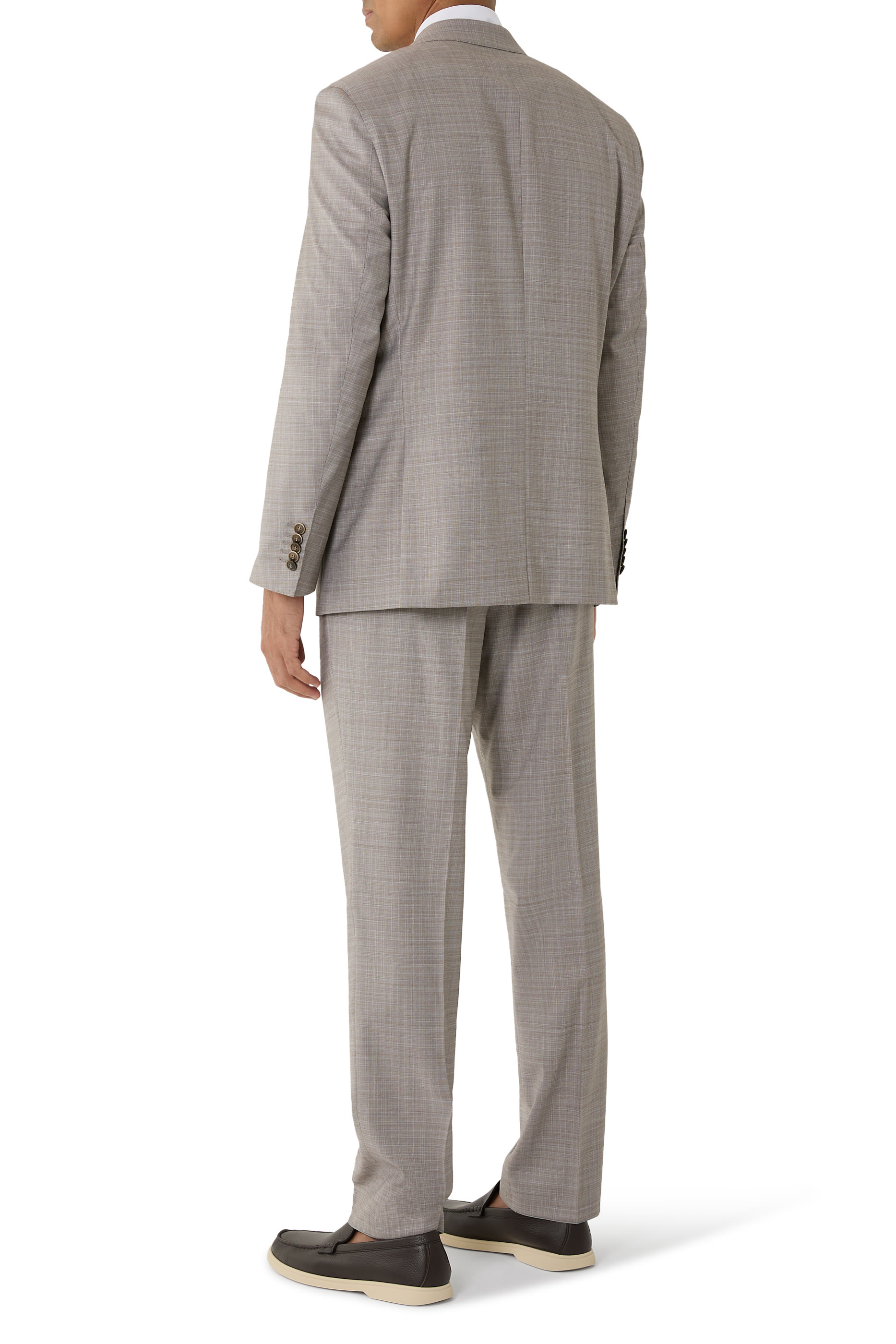 Checked Regular-Fit Suit in Virgin Wool