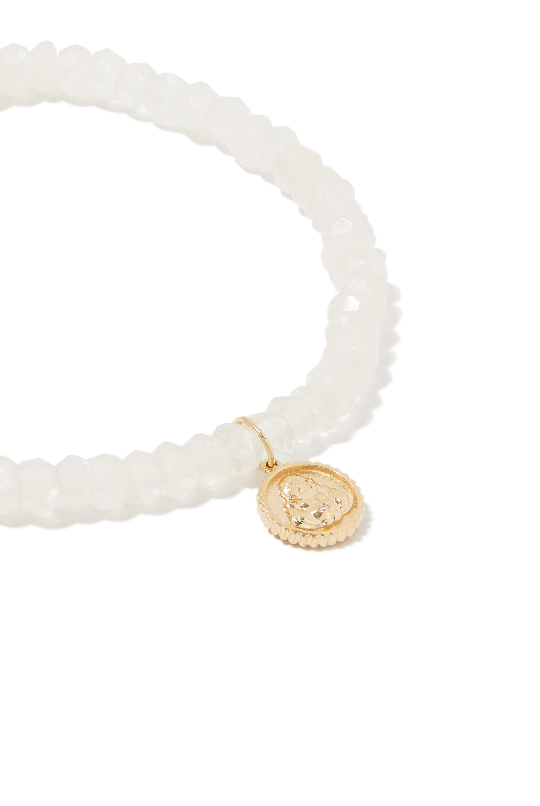 سوار رفيع بحلية عملية معدنية بتصميم بوذا مرصع بالماس وبريهنيت ذهب عيار 14