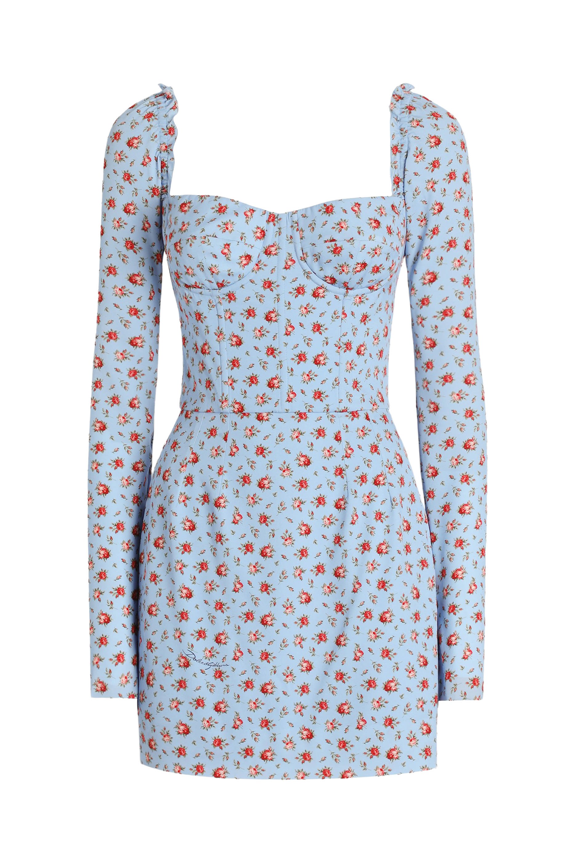 فستان شارميوز قصير بطبعة ورود صغيرة 