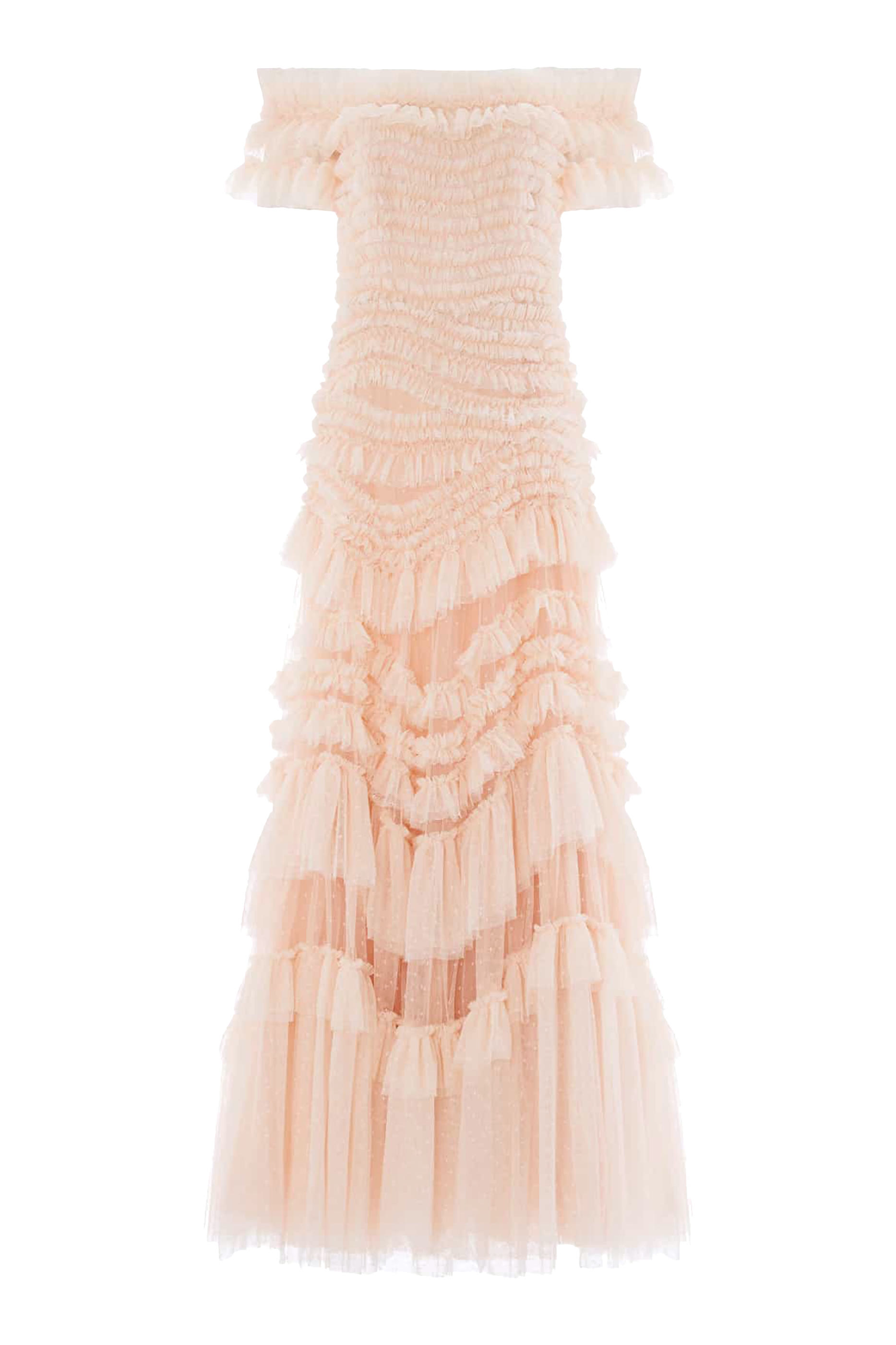 فستان سهرة وايلد روز بأكتاف متساقطة