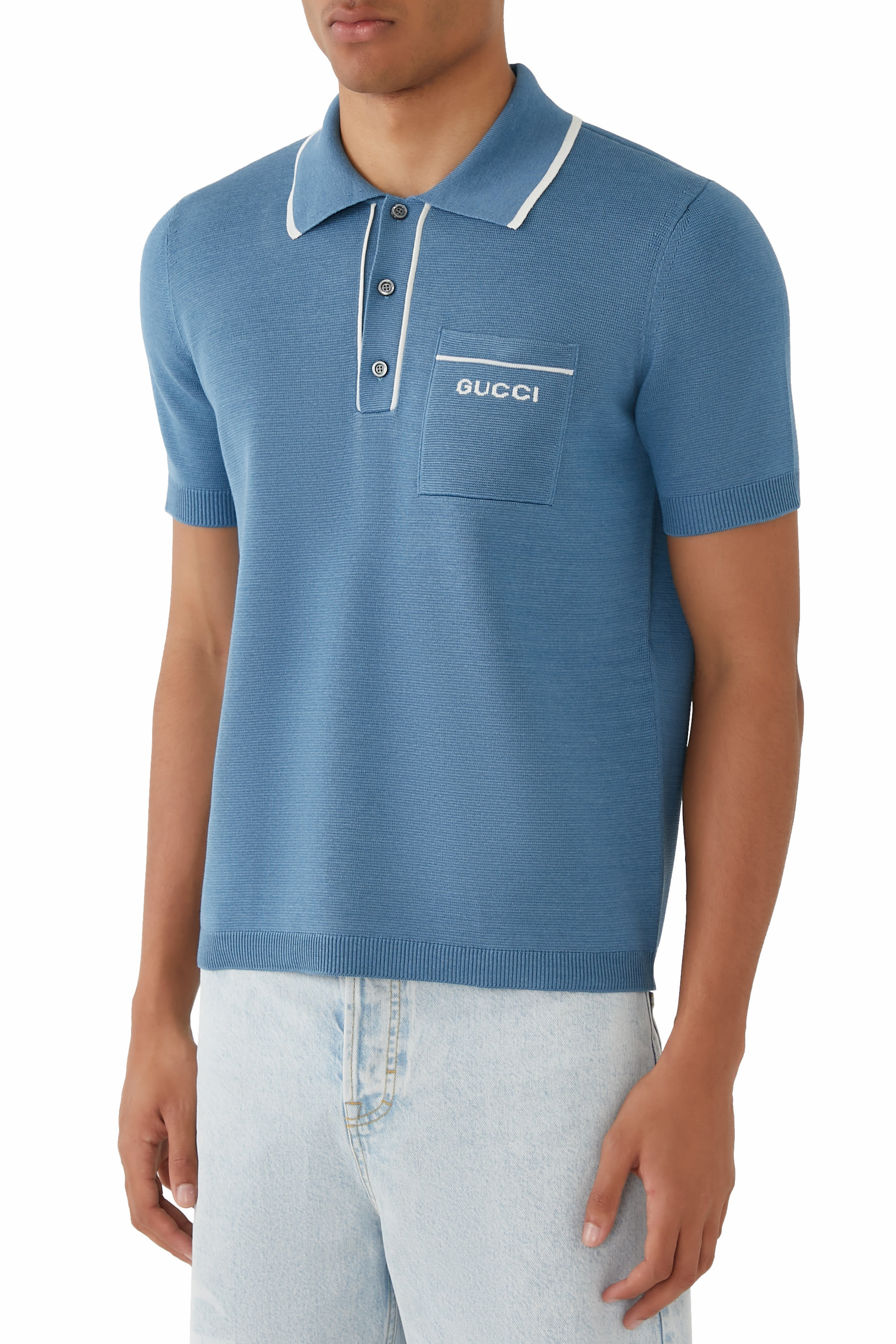 قميص بولو نسيج حرير وقطن