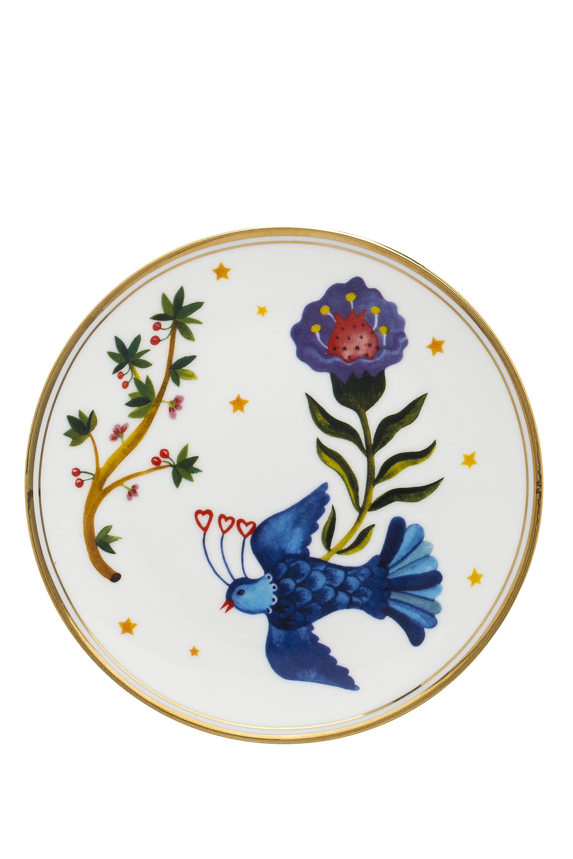 طبق كيك مزين بطير صغير