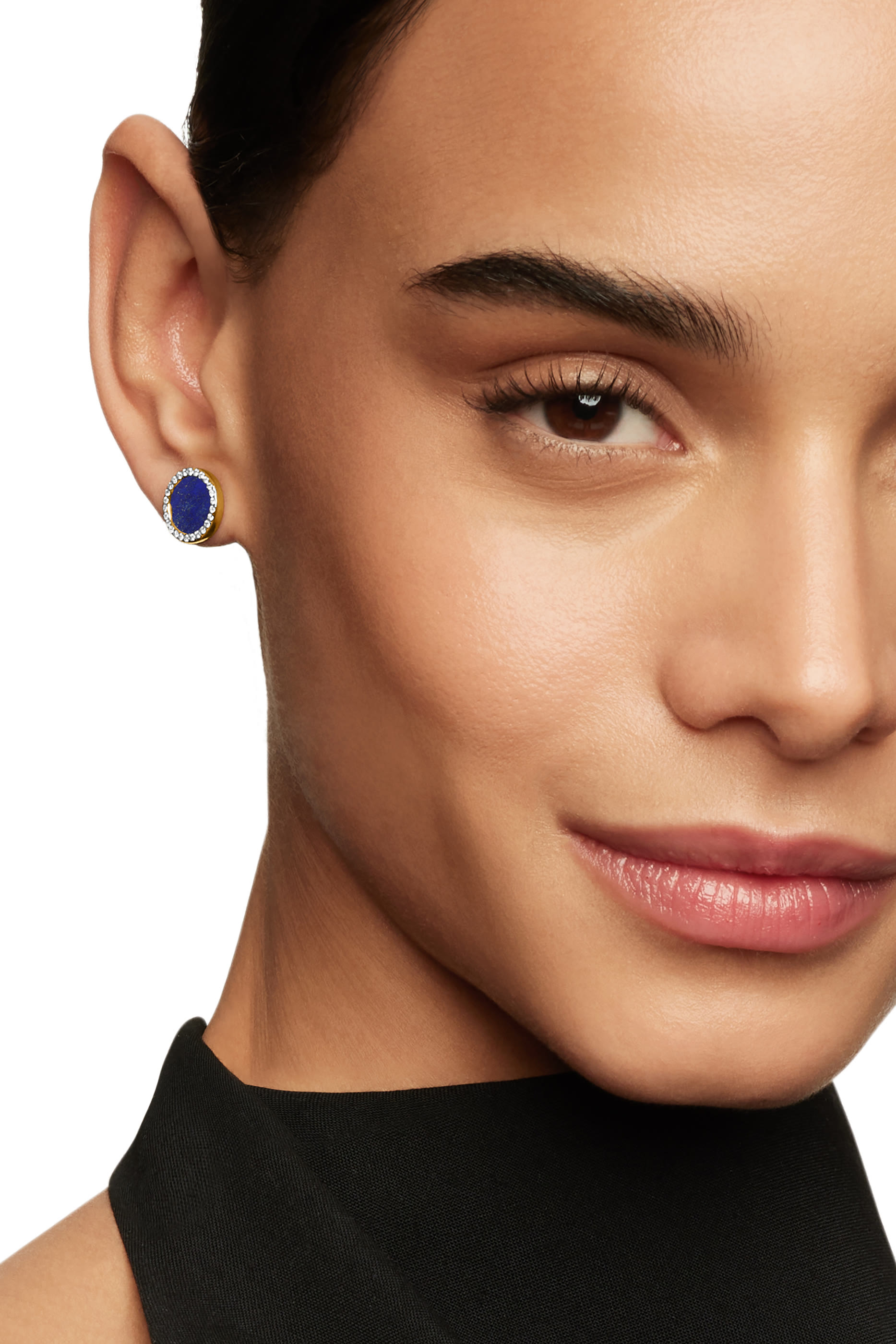 أقراط مرصعة باللازورد والماس ذهب أصفر عيار 18