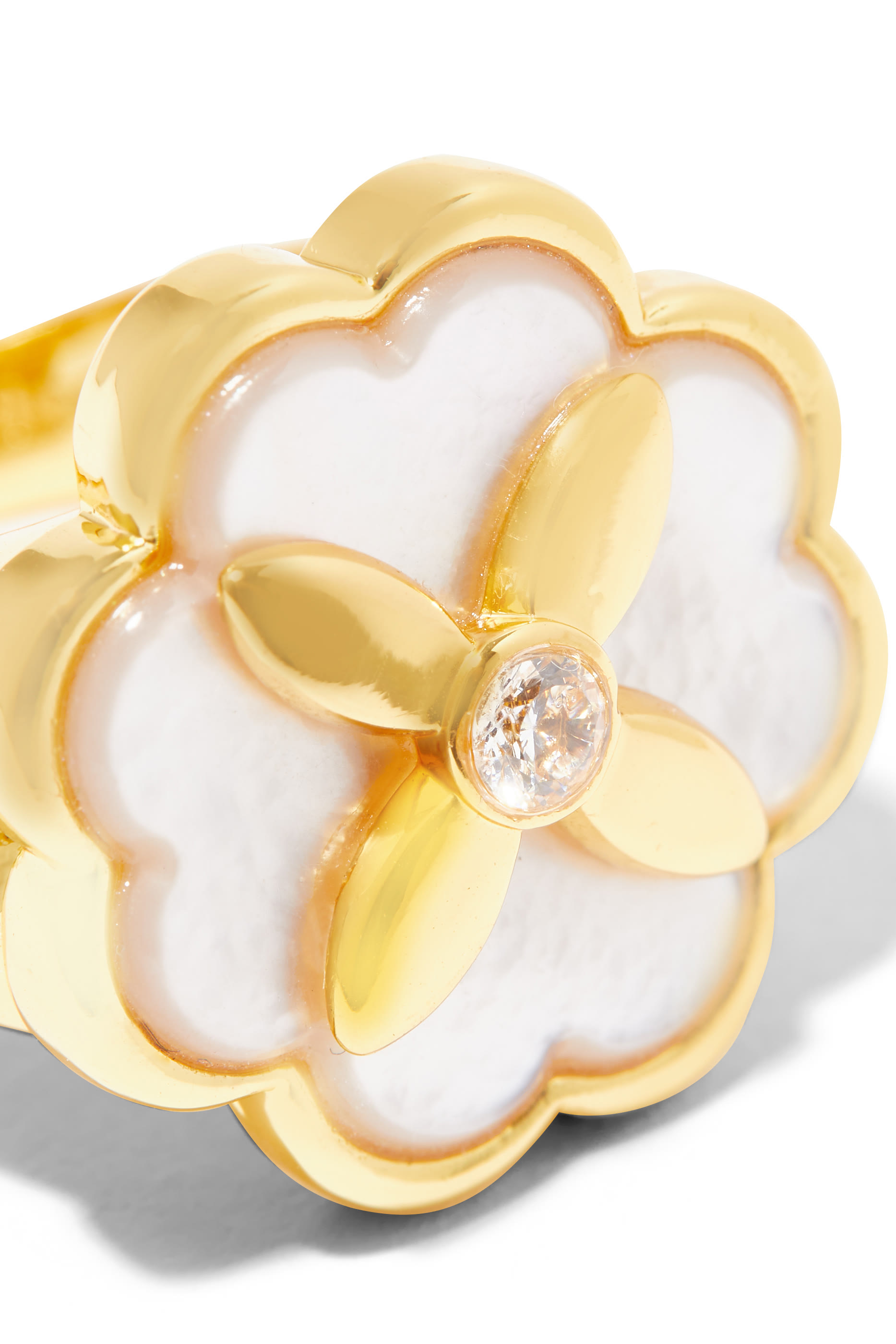 خاتم هيريتدج بلوم مرصع بأحجار زركونيا مكعبة وعرق اللؤلؤ معدن مطلي