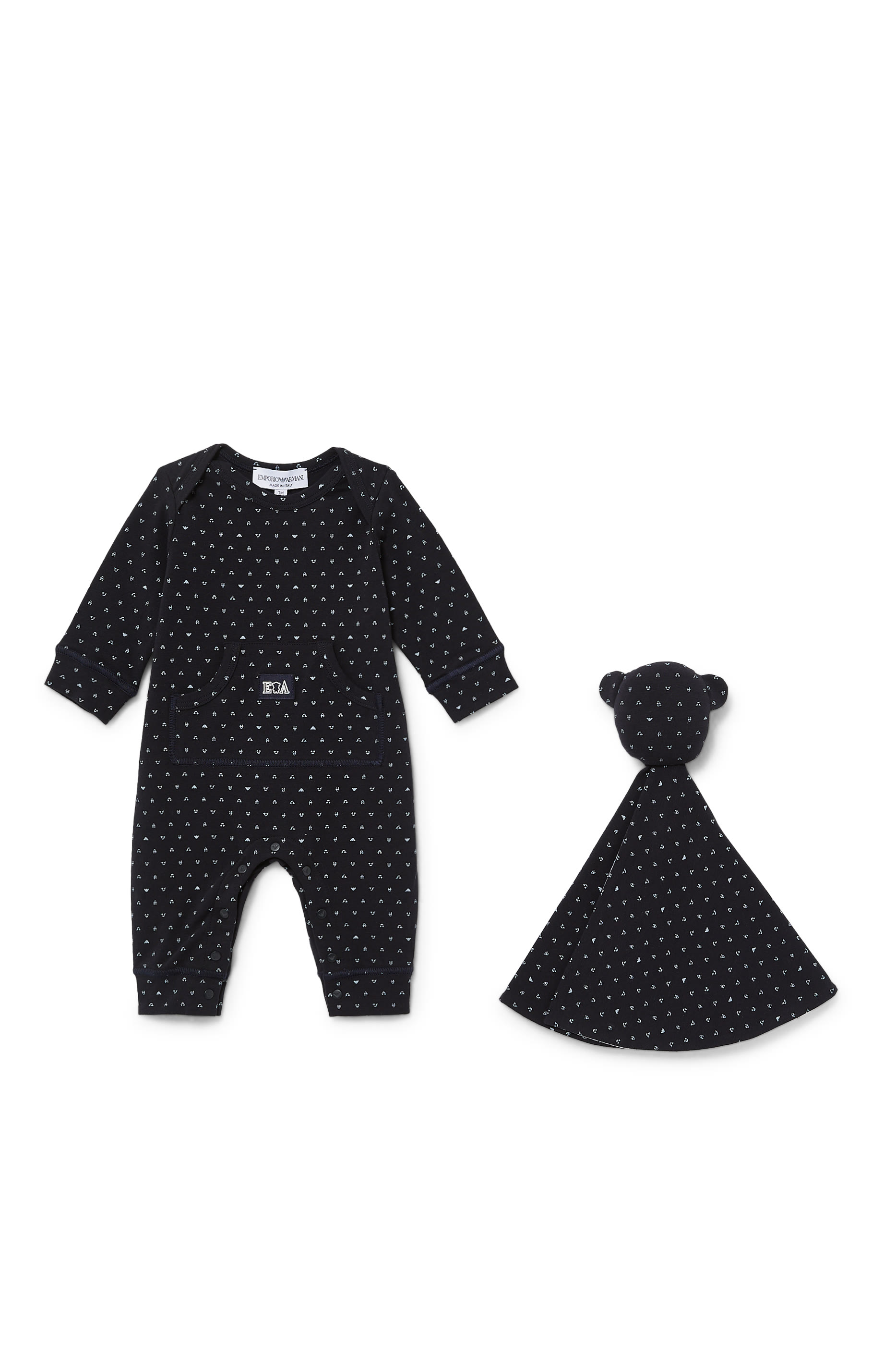 طقم جمبسوت ولحاف بطبعة دب مانغا وشعار الماركة