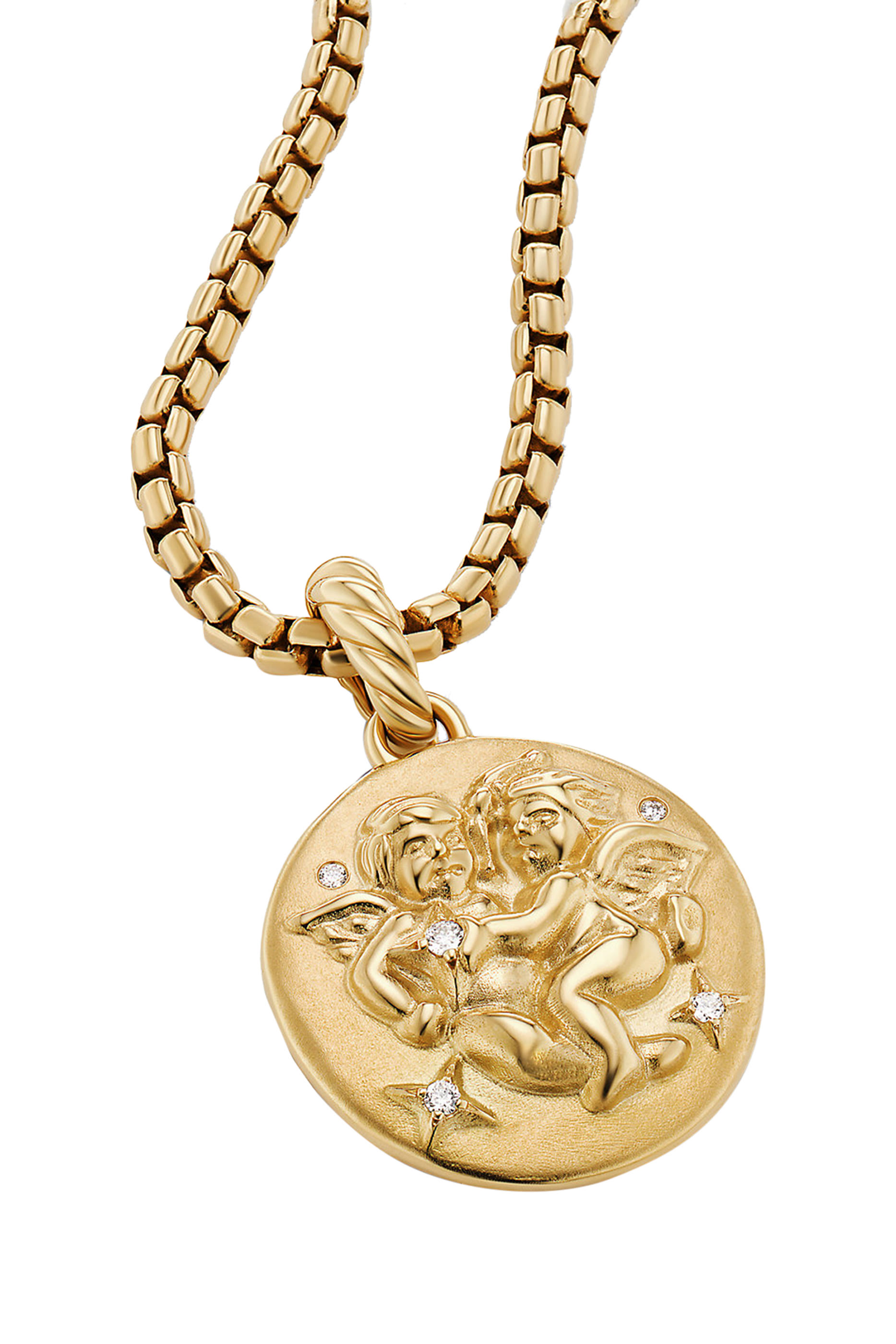 دلاية بتصميم شعار برج الجوزاء مرصعة بالماس ذهب أصفر عيار 18