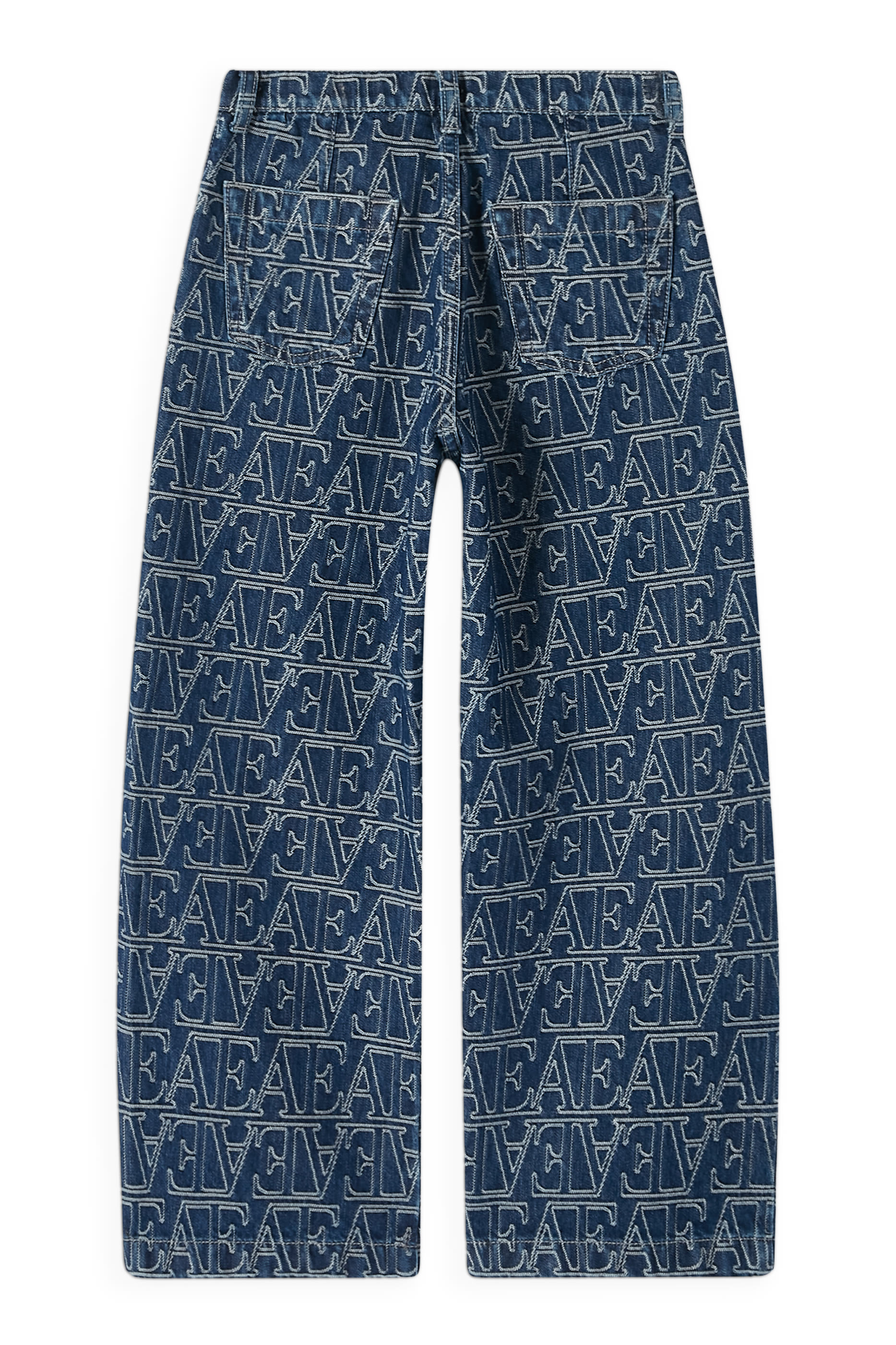 بنطال دنيم بقصة ساق واسعة بشعار الماركة للأطفال