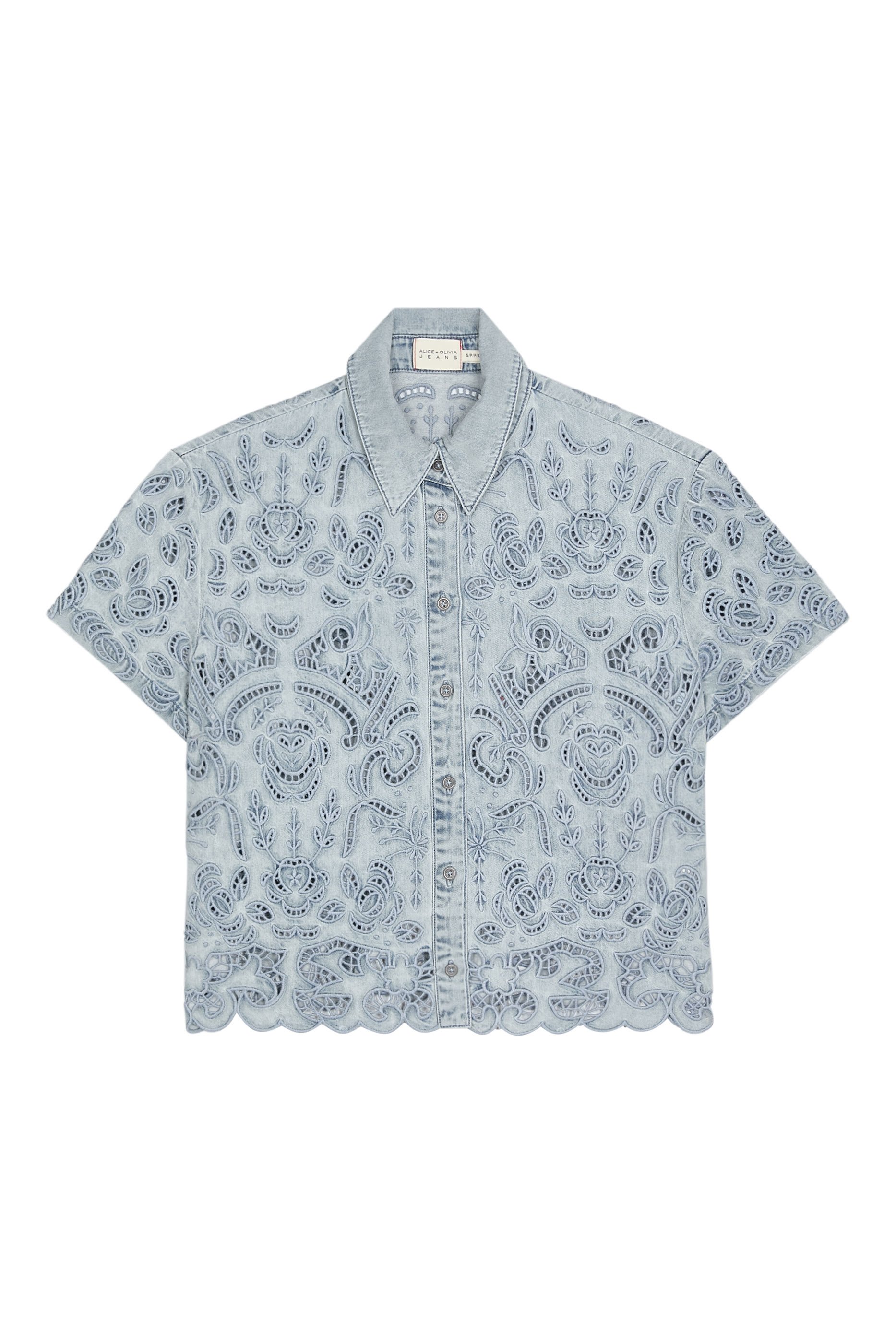 بلوزة لين بأزرار دنيم