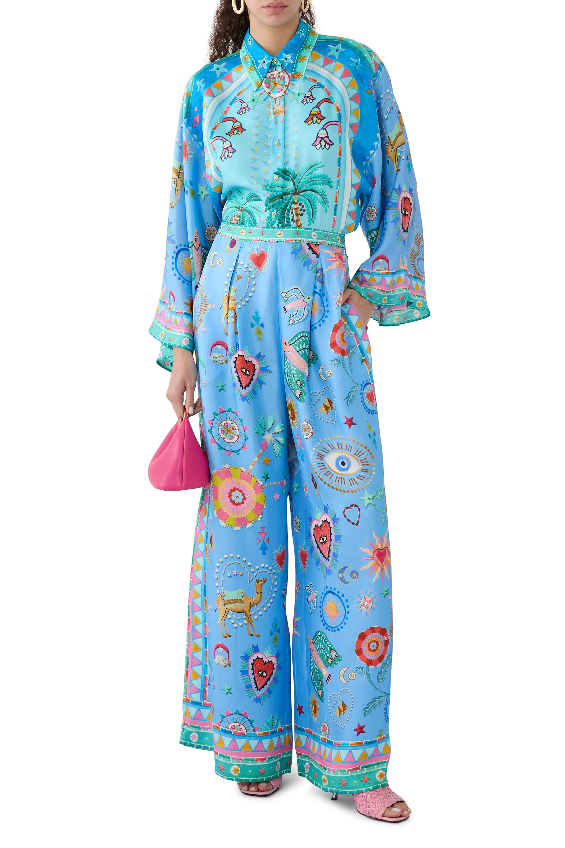 بنطال بطية أمامية بطبعة فيلاج