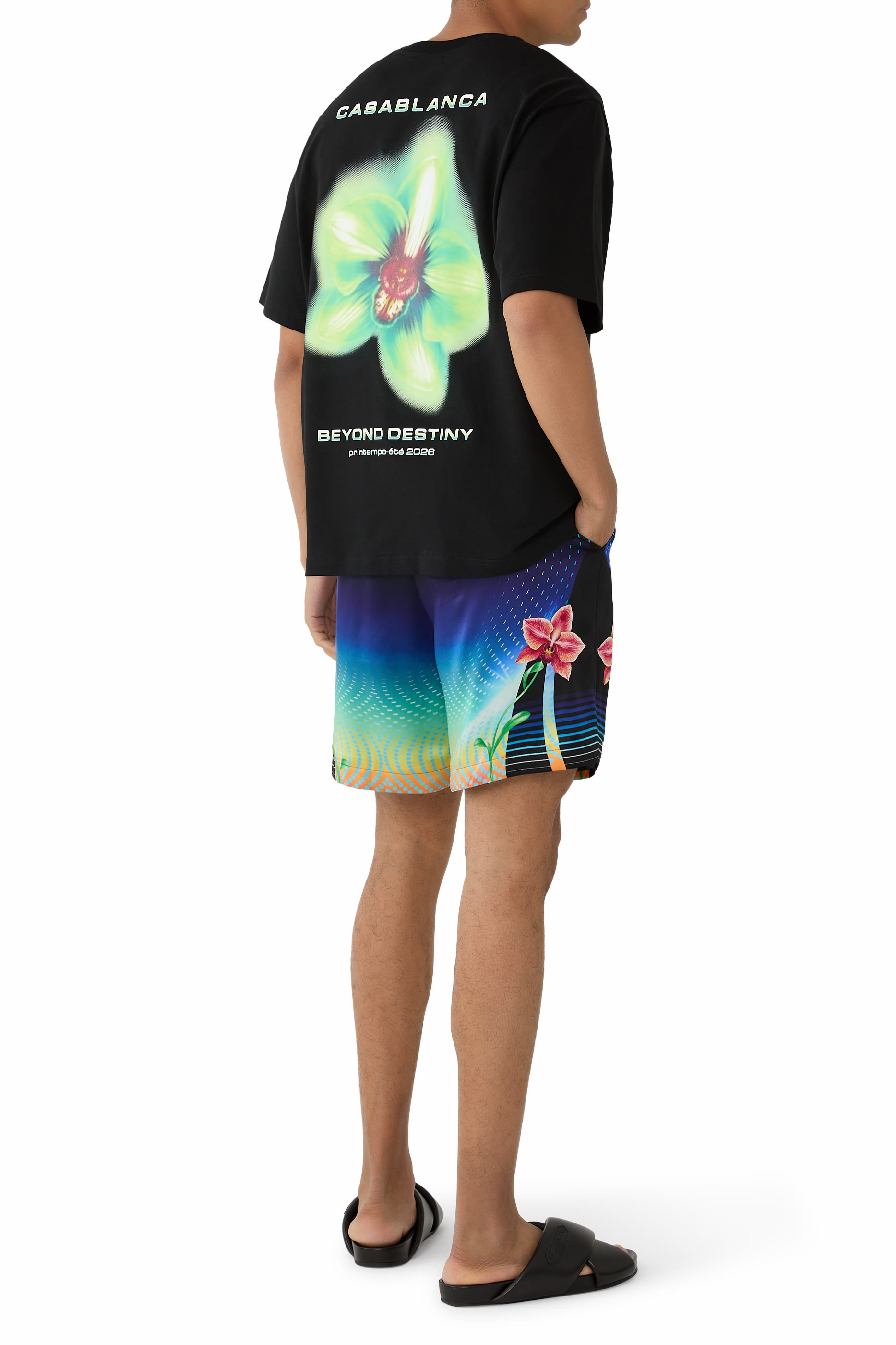 تيشيرت غليتش أوركيد بقصة فضفاضة