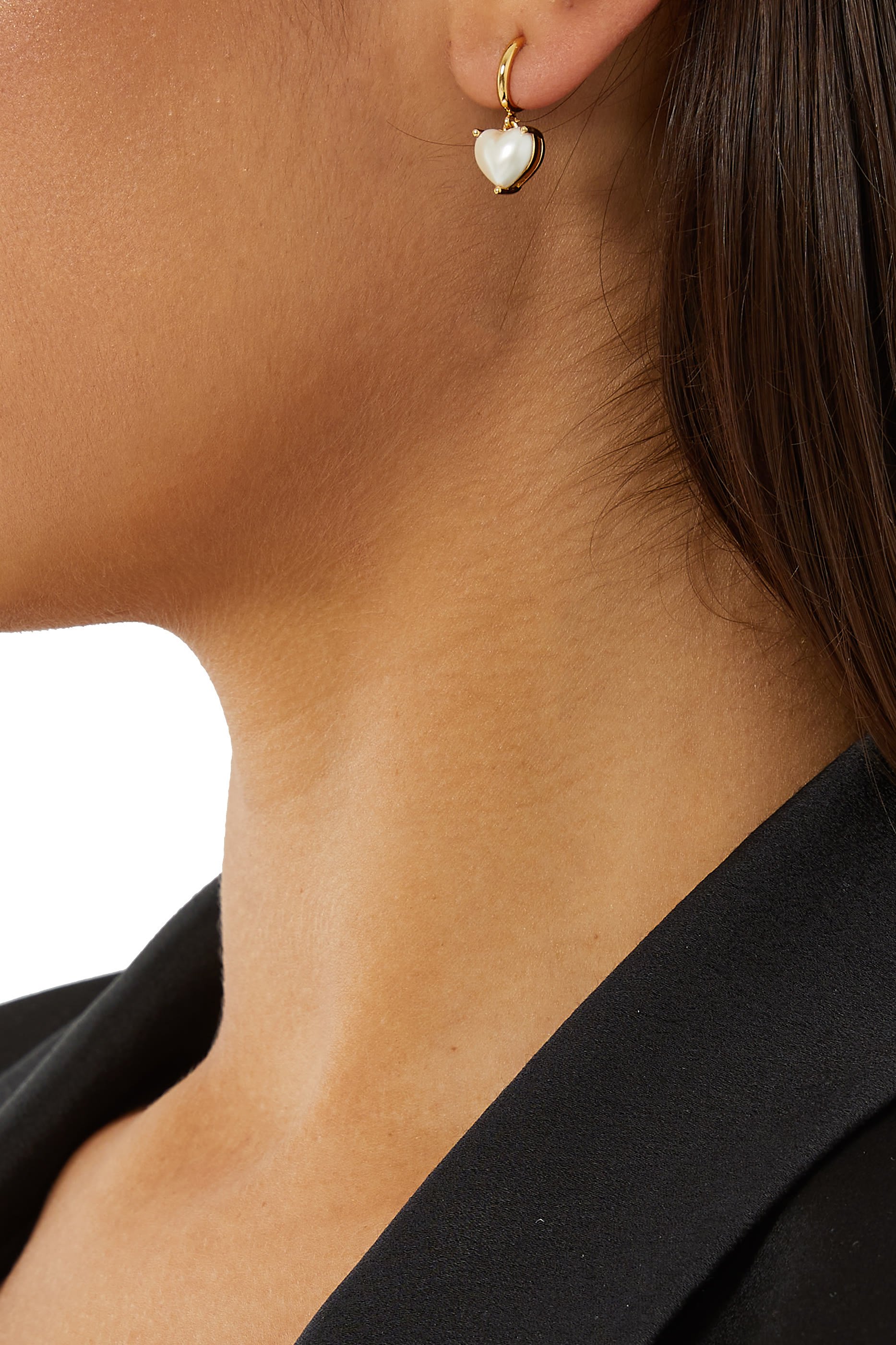 أقراط هاجي ماي لوف بتصميم قلب مرصعة بلؤلؤ صناعي معدن مطلي