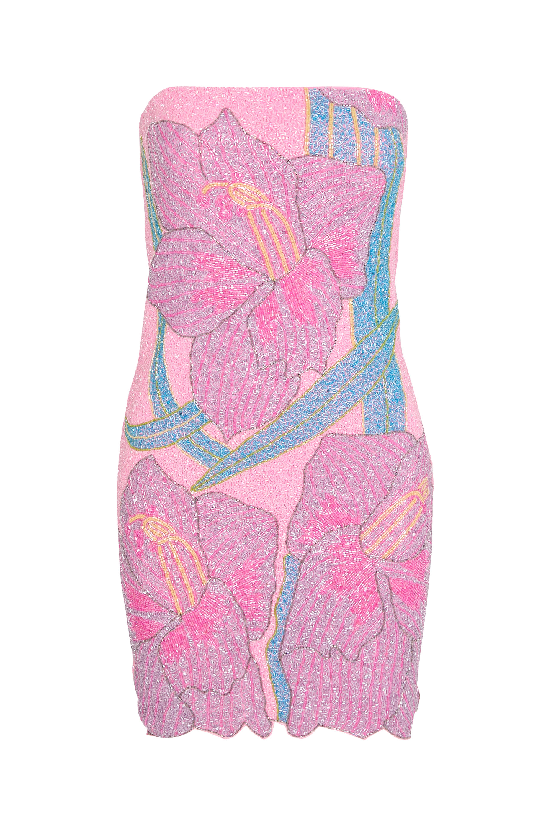 فستان تيفاني قصير مرصع بخرز