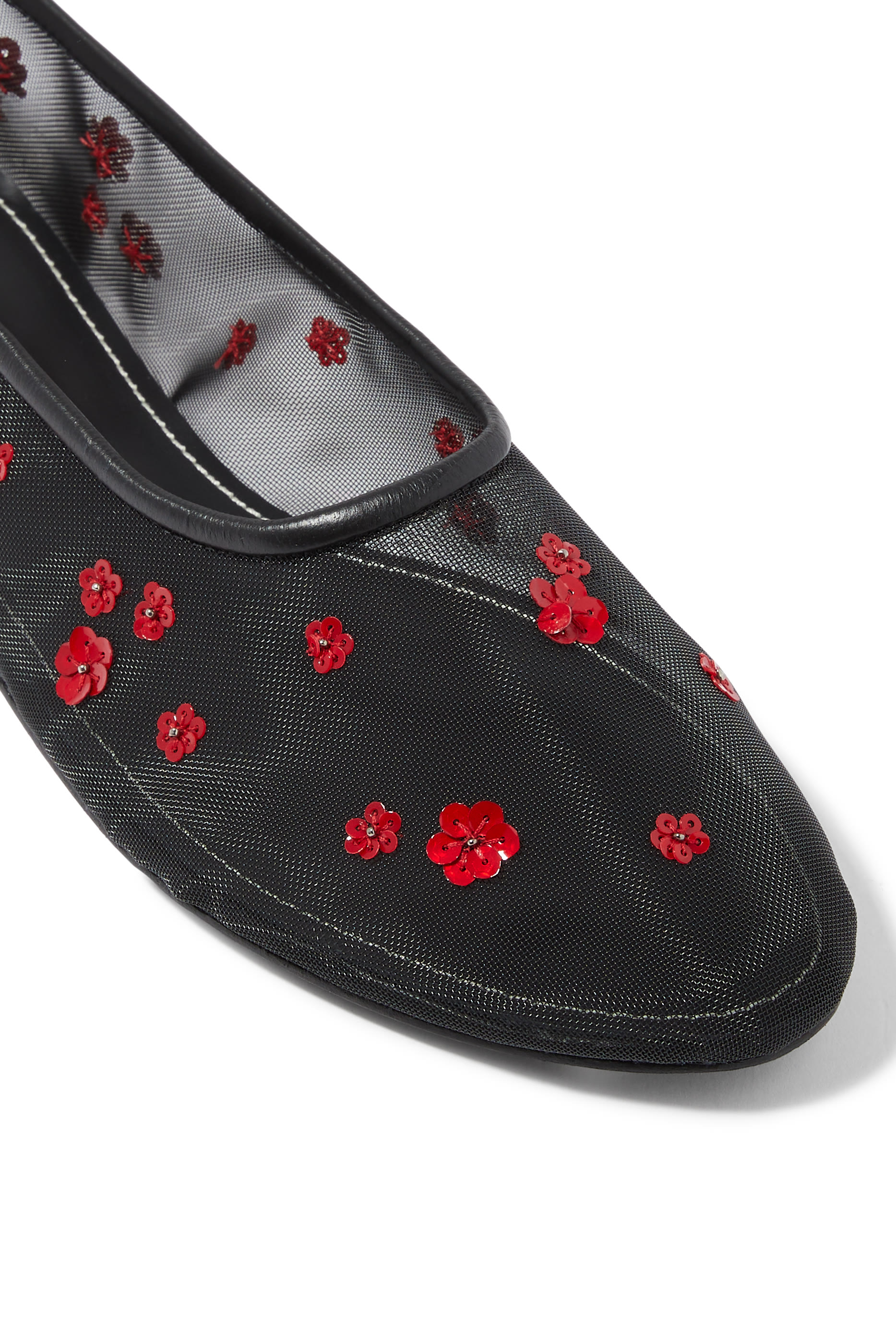 حذاء باليرينا البا بكعب مسطح قماش شبكي