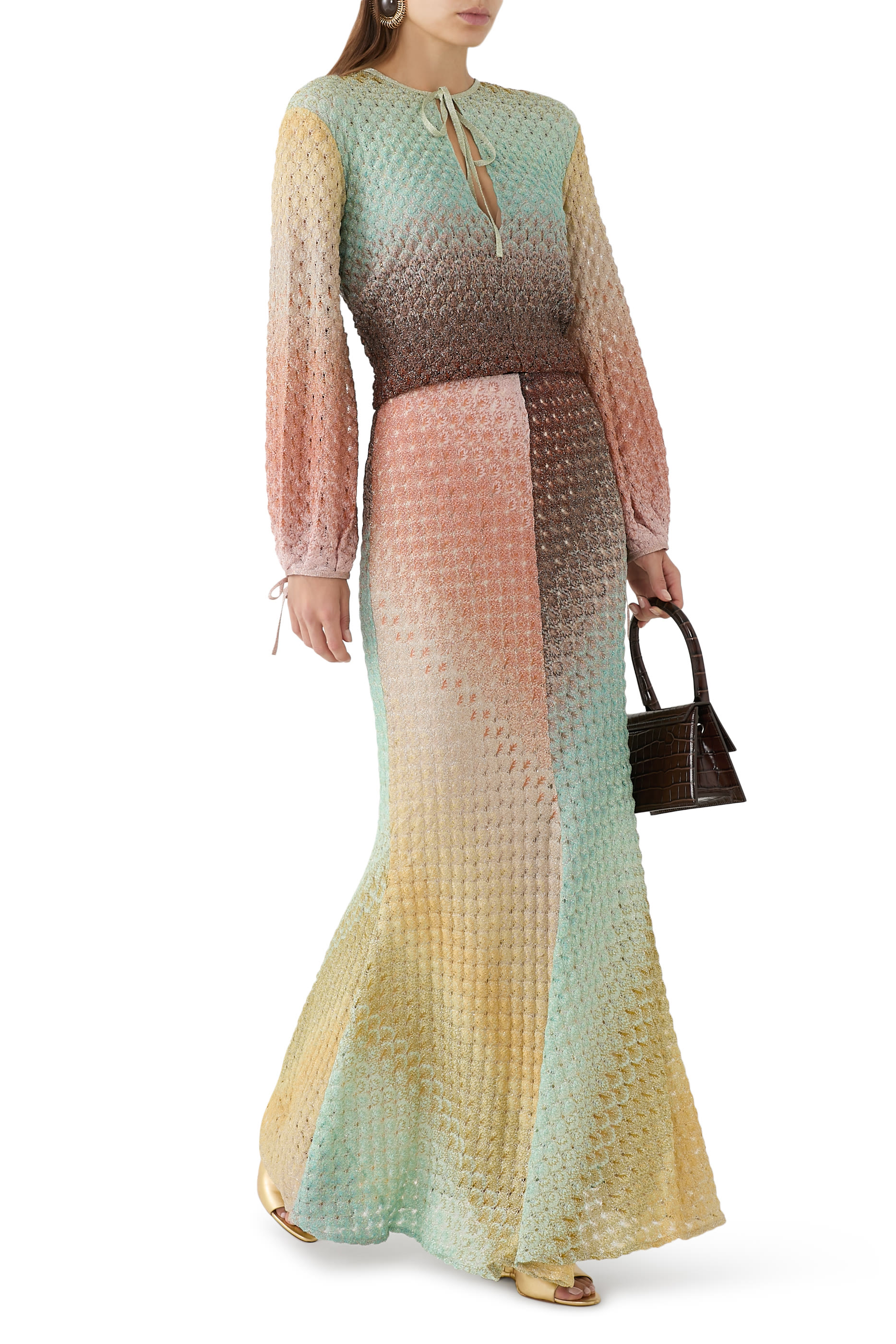 تنورة طويلة اومبريه متدرج دانتيل راشيل