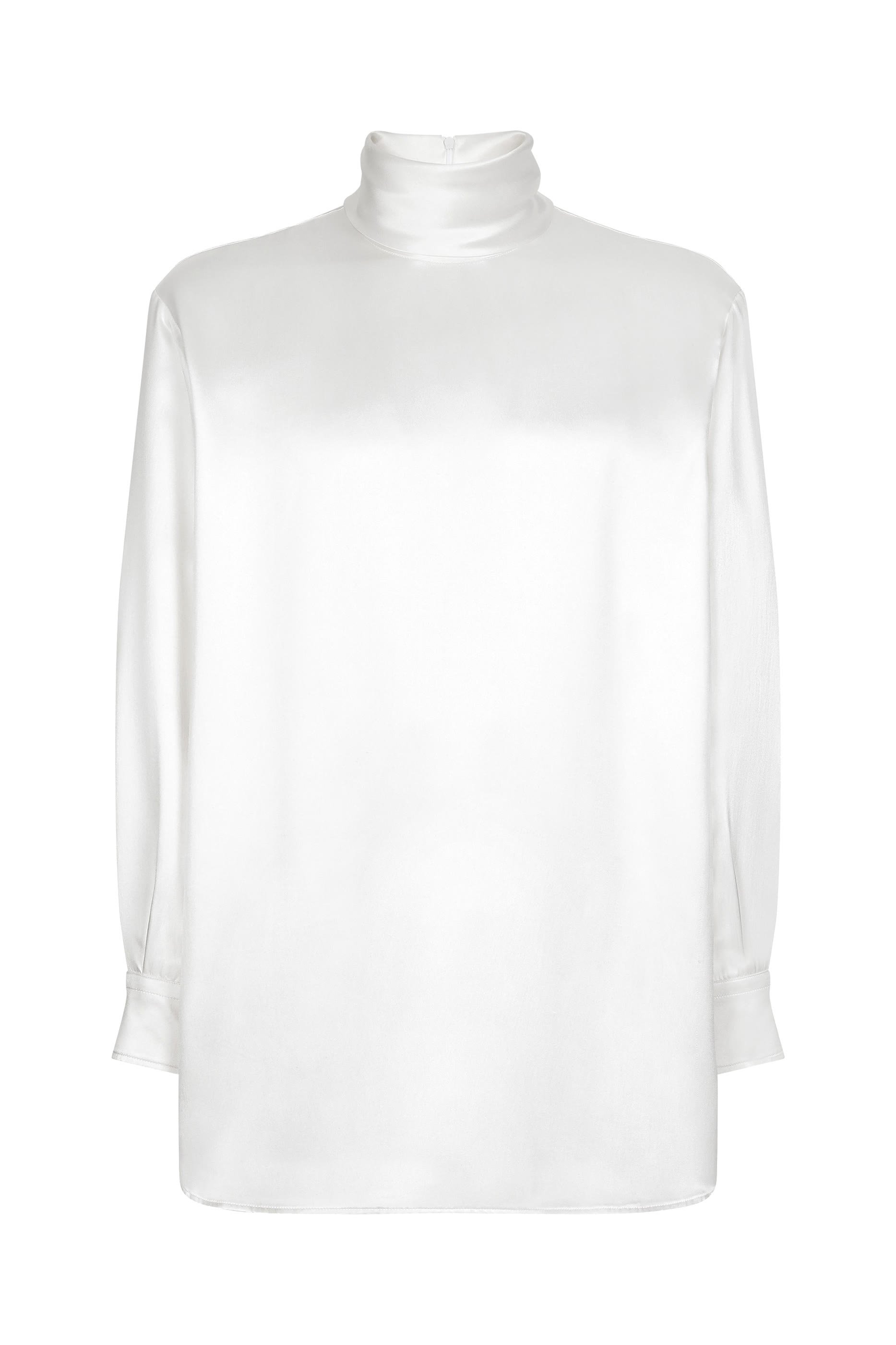 قميص بياقة عالية حرير