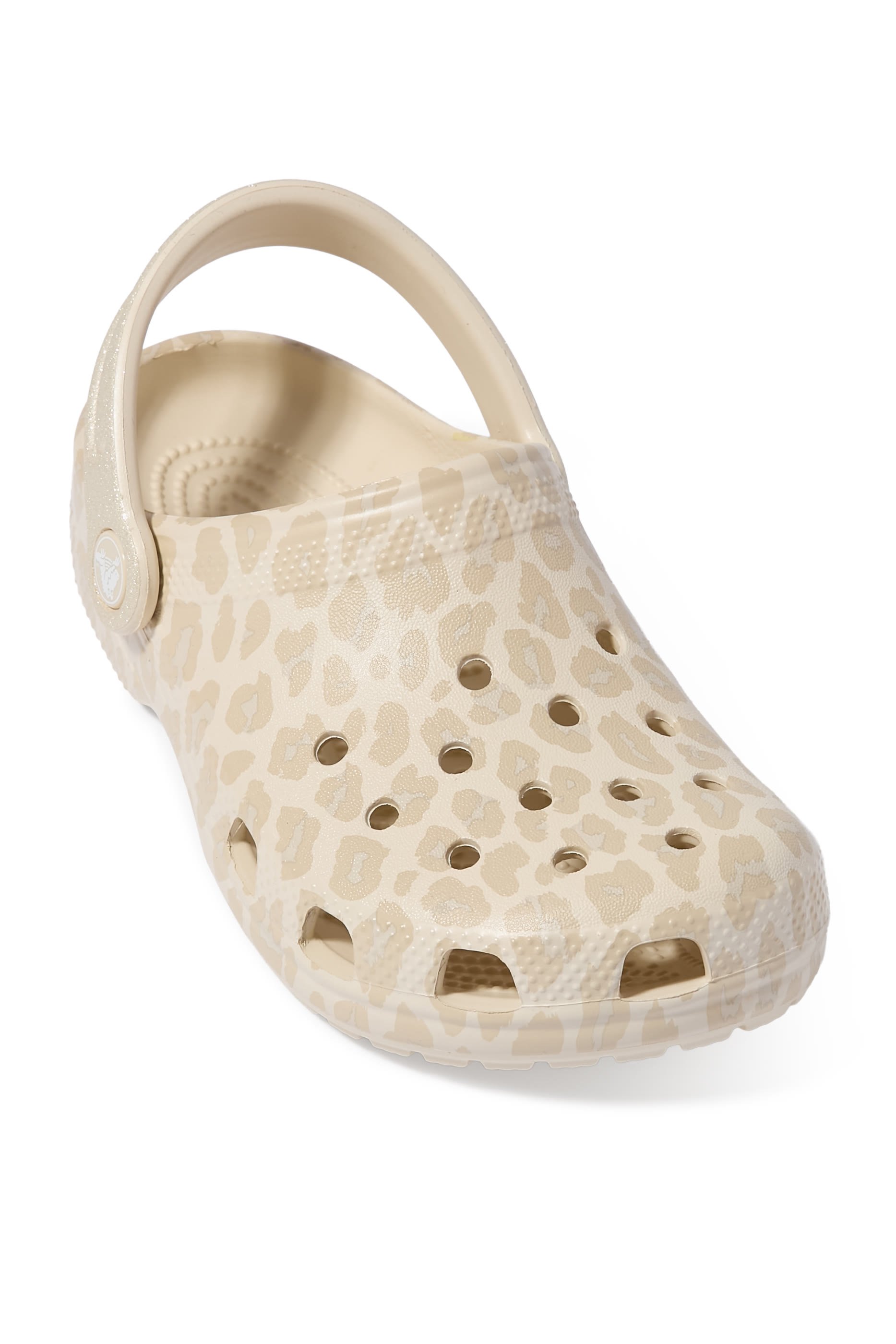 حذاء مفتوح من الخلف كلاسيكي بنقشة حيوانات لامعة للأطفال