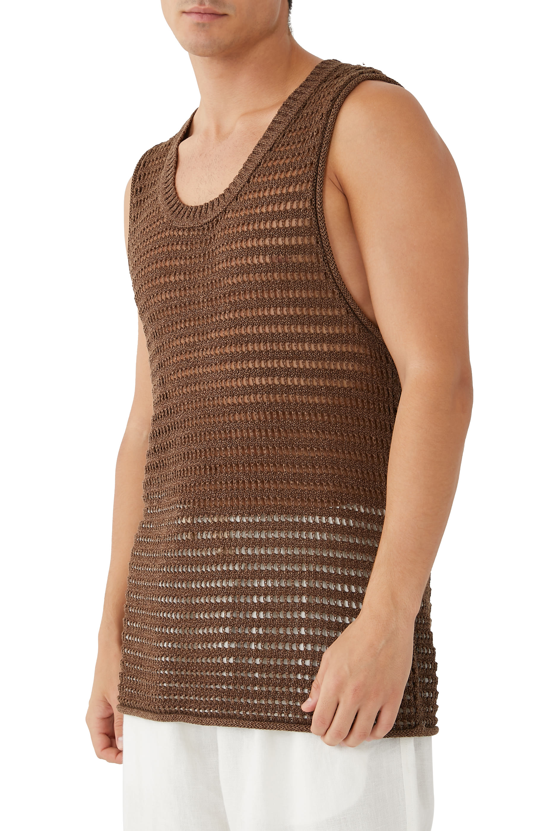 بلوزة بلا أكمام نسيج بفتحات