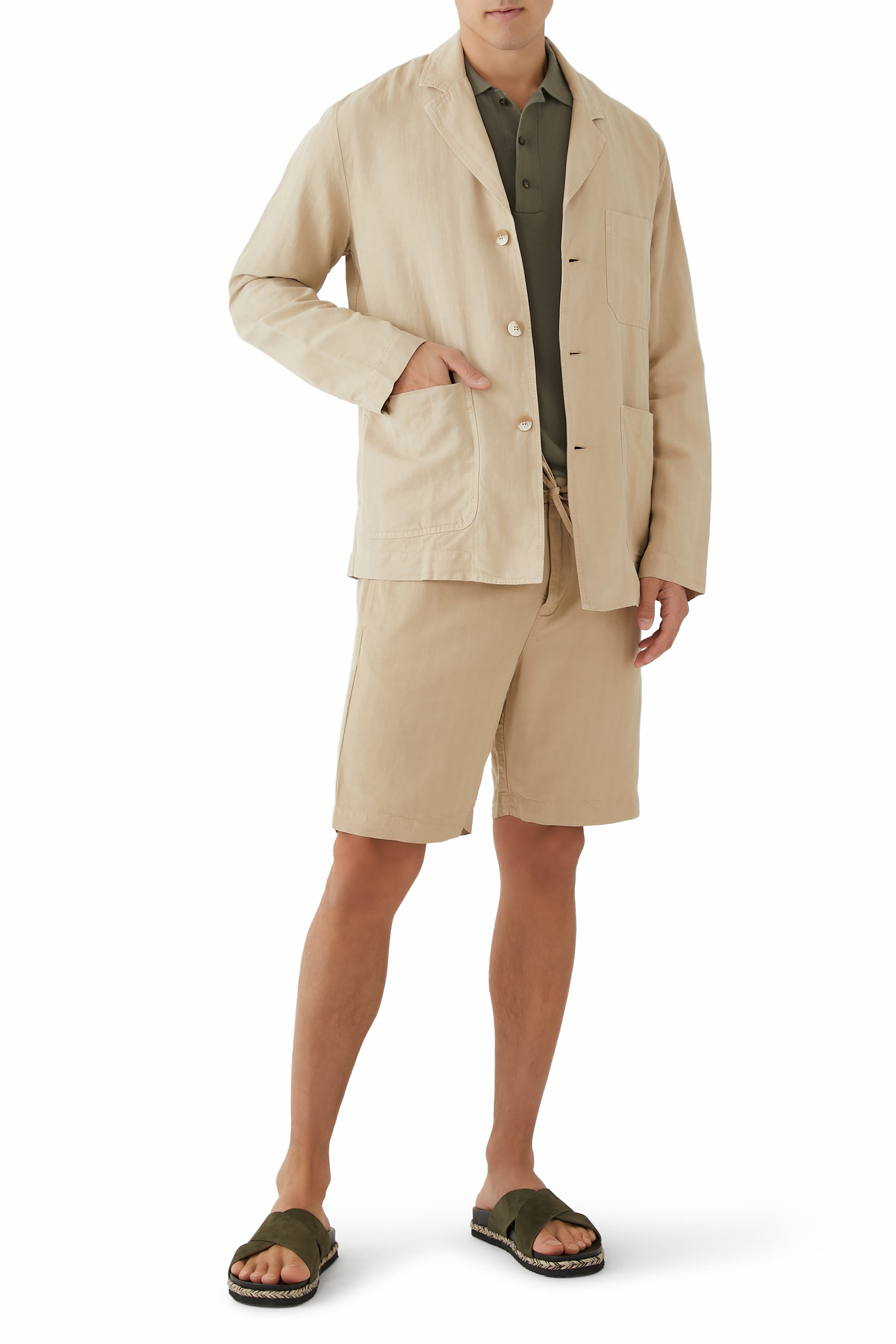 شورت فيليب بنقشة هارينج بون كتان